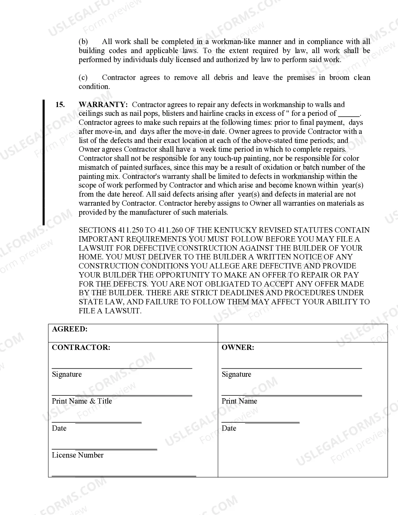 Preview Sheetrock Drywall Contract for Contractor