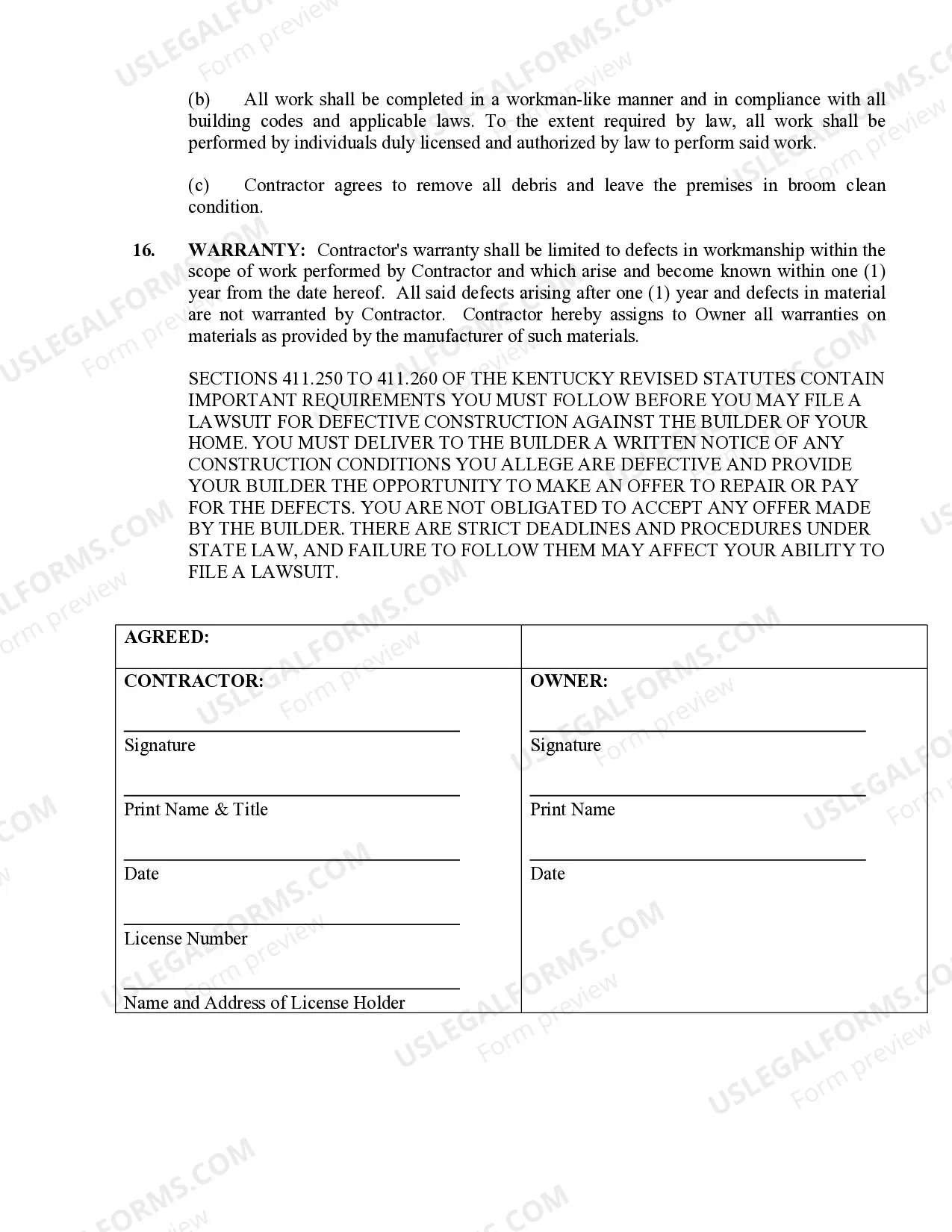 Preview Flooring Contract for Contractor