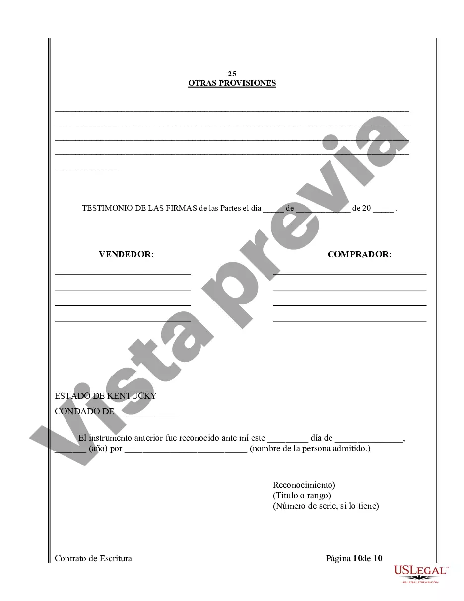 Preview Acuerdo o Contrato de Escritura de Venta y Compra de Bienes Raíces a/k/a Terreno o Contrato de Ejecución