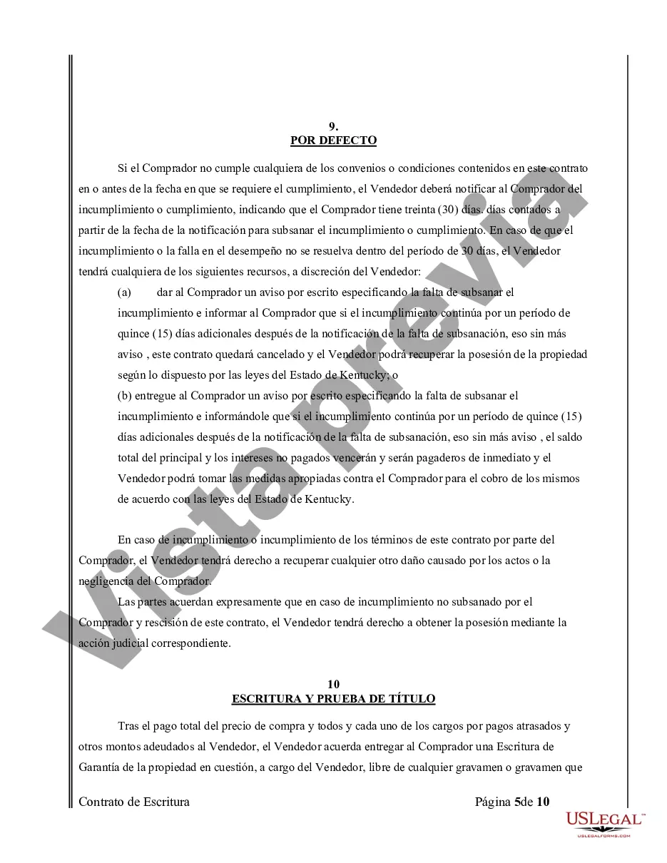 Preview Acuerdo o Contrato de Escritura de Venta y Compra de Bienes Raíces a/k/a Terreno o Contrato de Ejecución