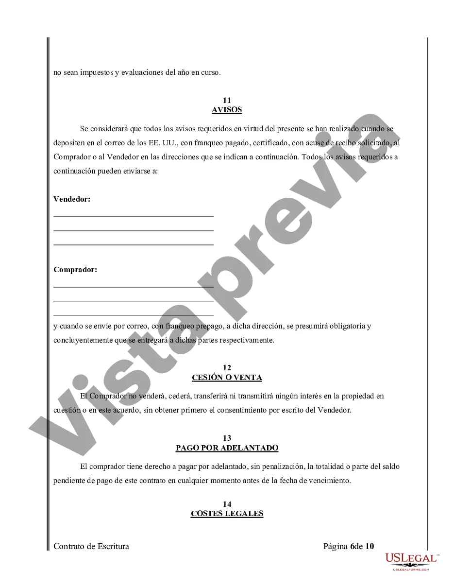 Preview Acuerdo o Contrato de Escritura de Venta y Compra de Bienes Raíces a/k/a Terreno o Contrato de Ejecución