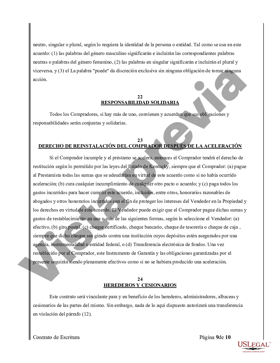 Preview Acuerdo o Contrato de Escritura de Venta y Compra de Bienes Raíces a/k/a Terreno o Contrato de Ejecución
