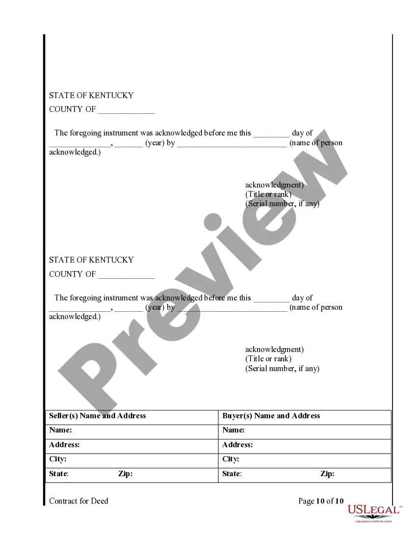 Preview Agreement or Contract for Deed for Sale and Purchase of Real Estate a/k/a Land or Executory Contract