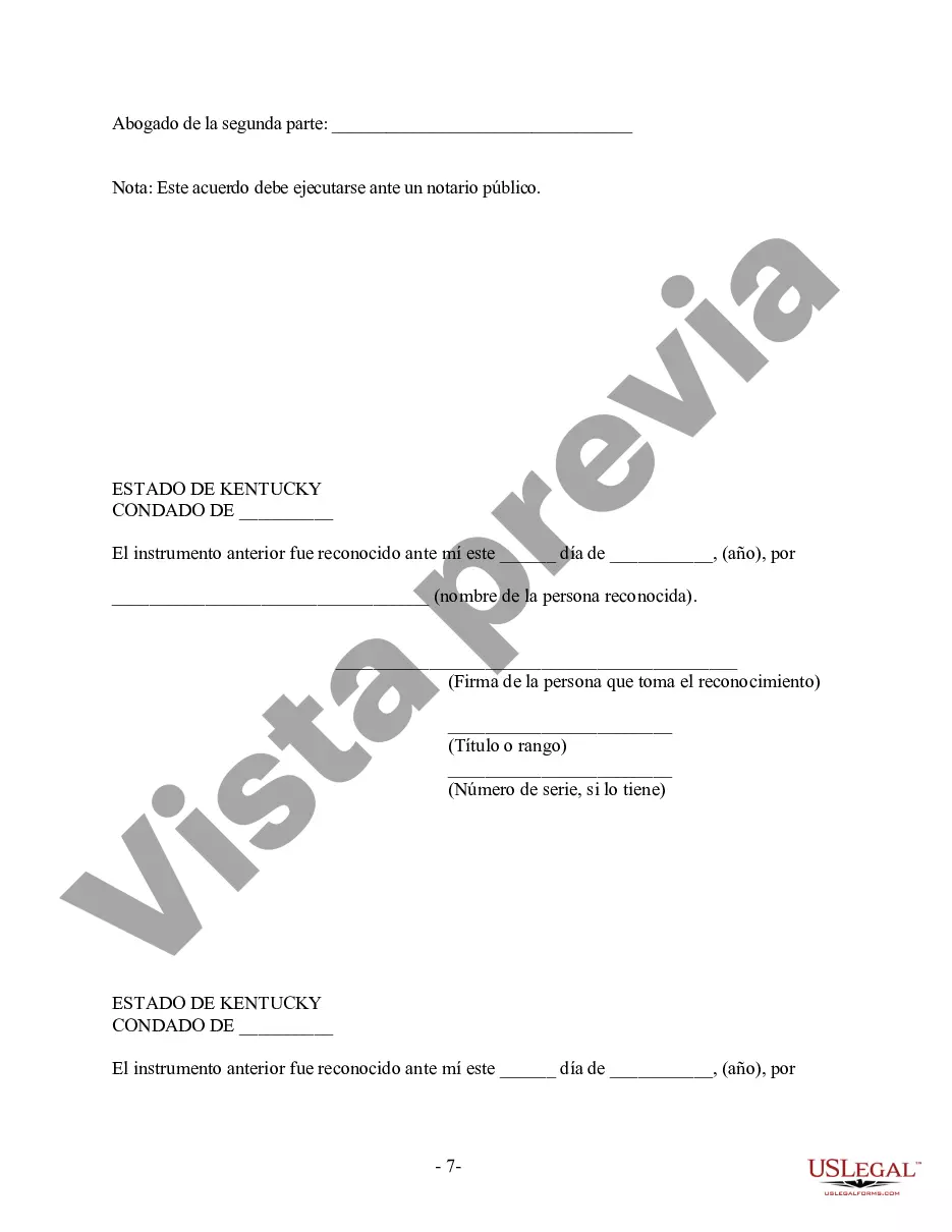 Preview Acuerdo prematrimonial prenupcial de Kentucky con estados financieros