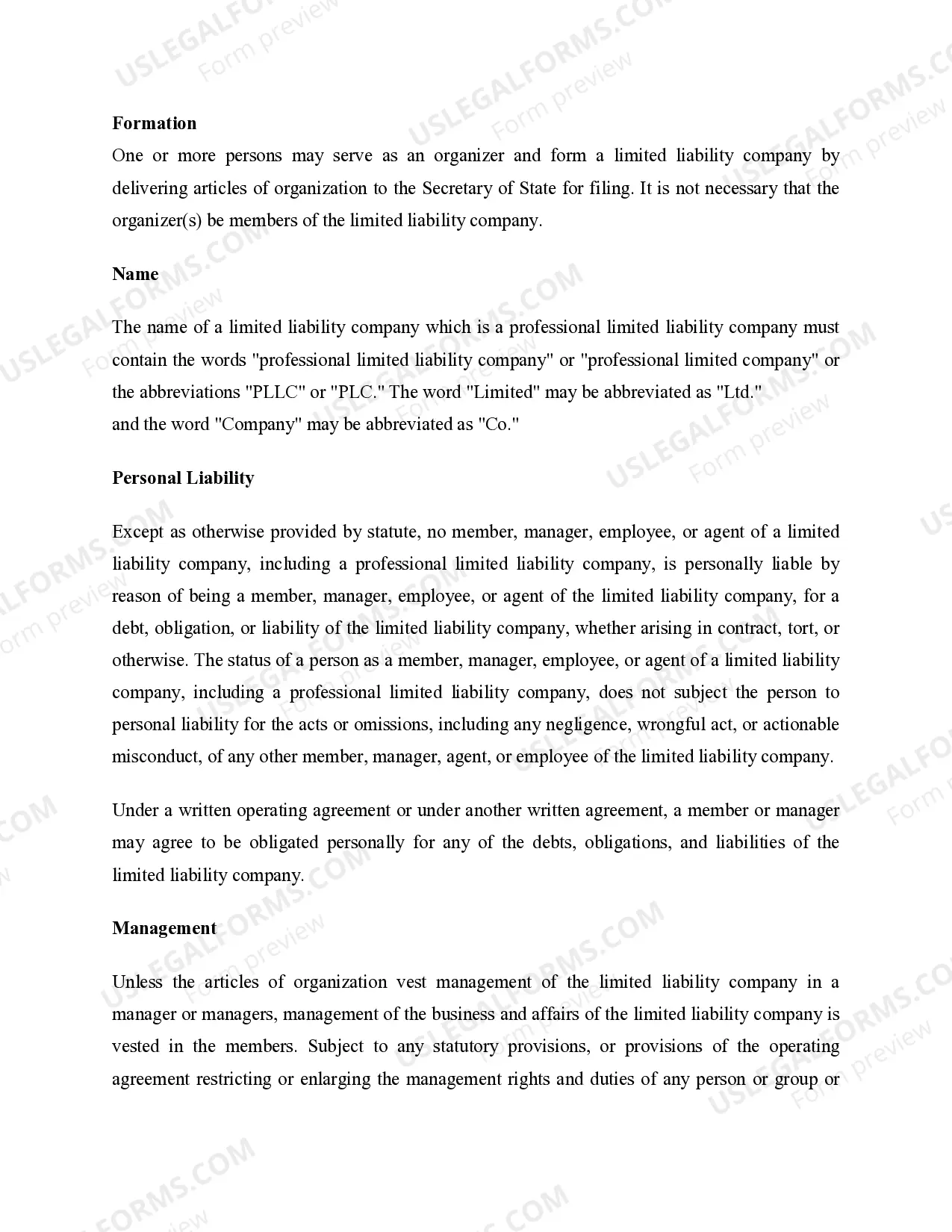 Preview Kentucky Professional Limited Liability Company PLLC Formation Package