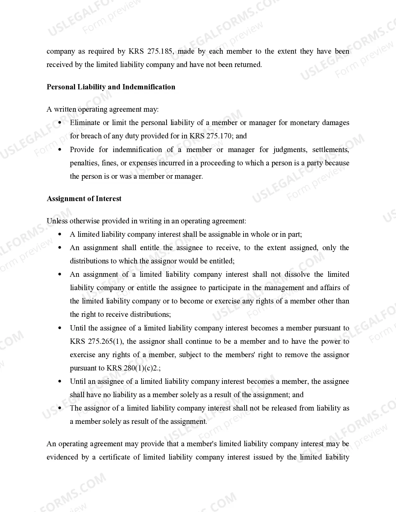 Preview Kentucky Professional Limited Liability Company PLLC Formation Package