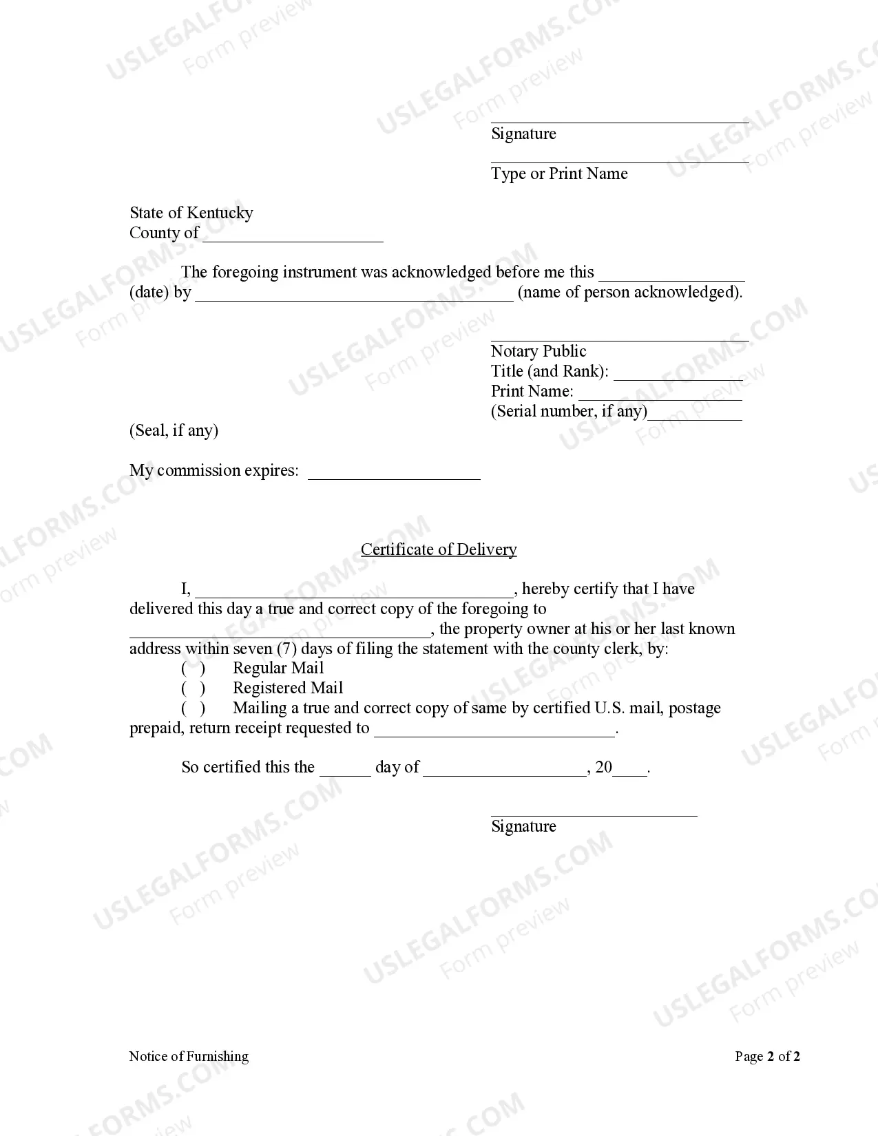 Preview Notice of Furnishing - Individual
