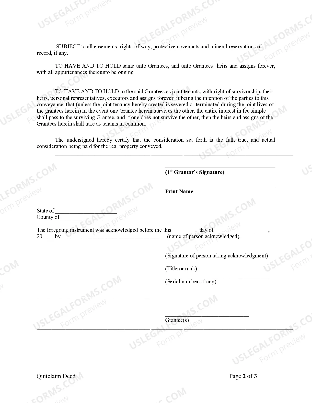 Preview Quitclaim Deed from Individual to Husband and Wife