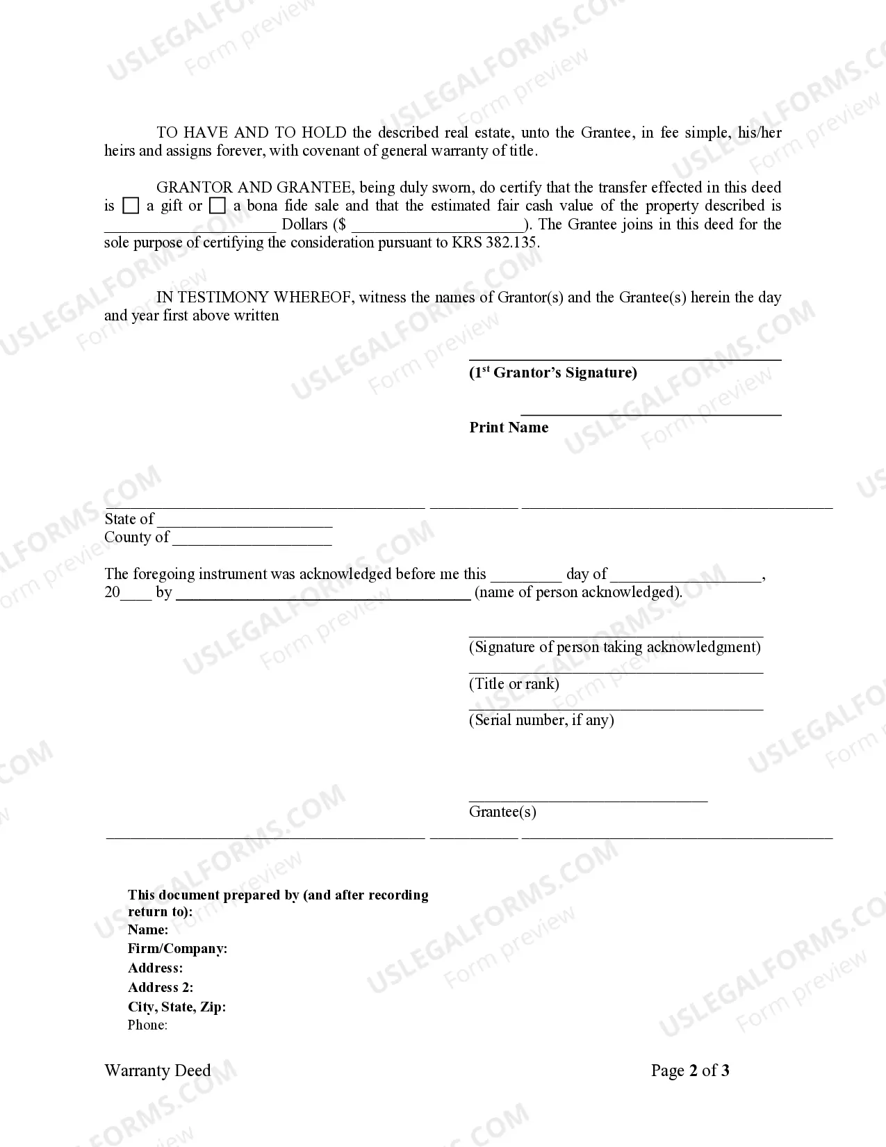 Preview Warranty Deed from Individual to a Trust