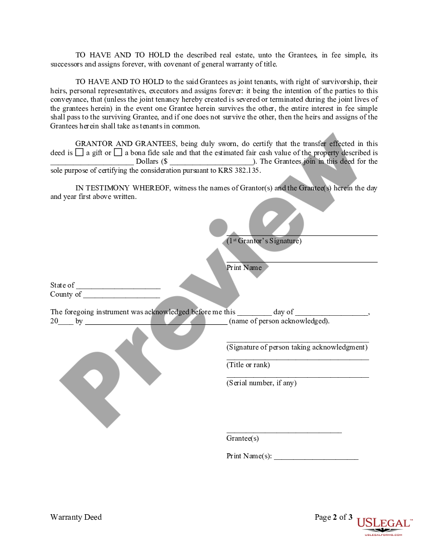 Kentucky Warranty Deed From Husband To Himself And Wife - What Does A 