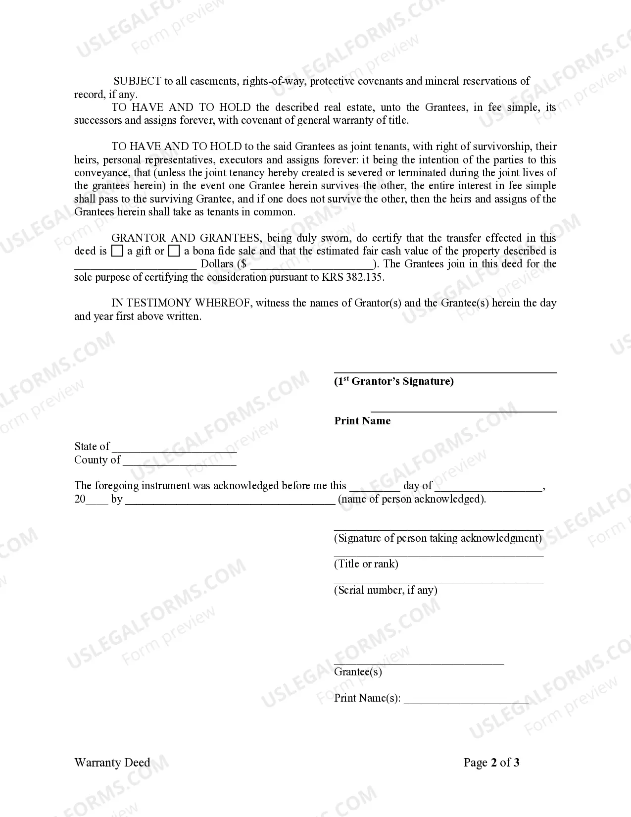 Preview Warranty Deed from Husband to Himself and Wife