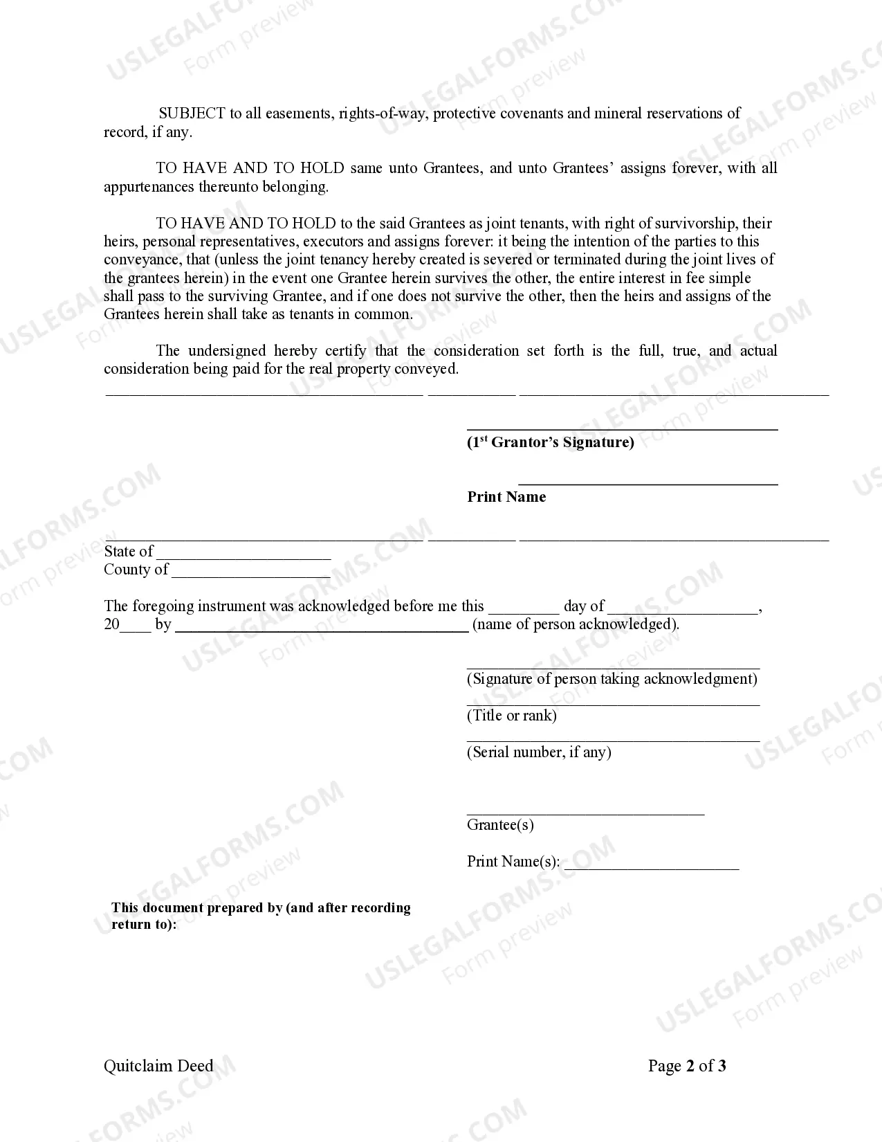 Preview Quitclaim Deed from Husband to Himself and Wife