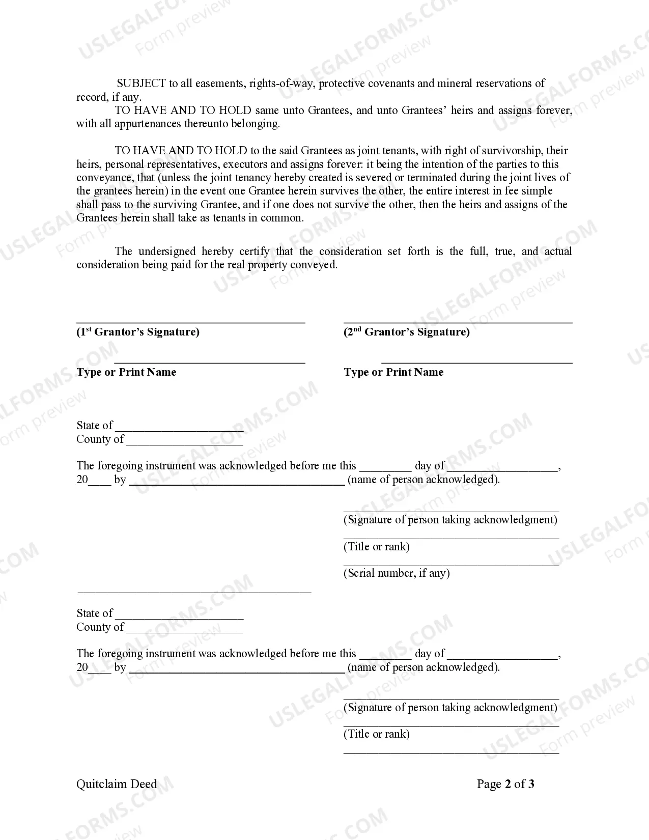 Preview Quitclaim Deed from Husband and Wife to Husband and Wife