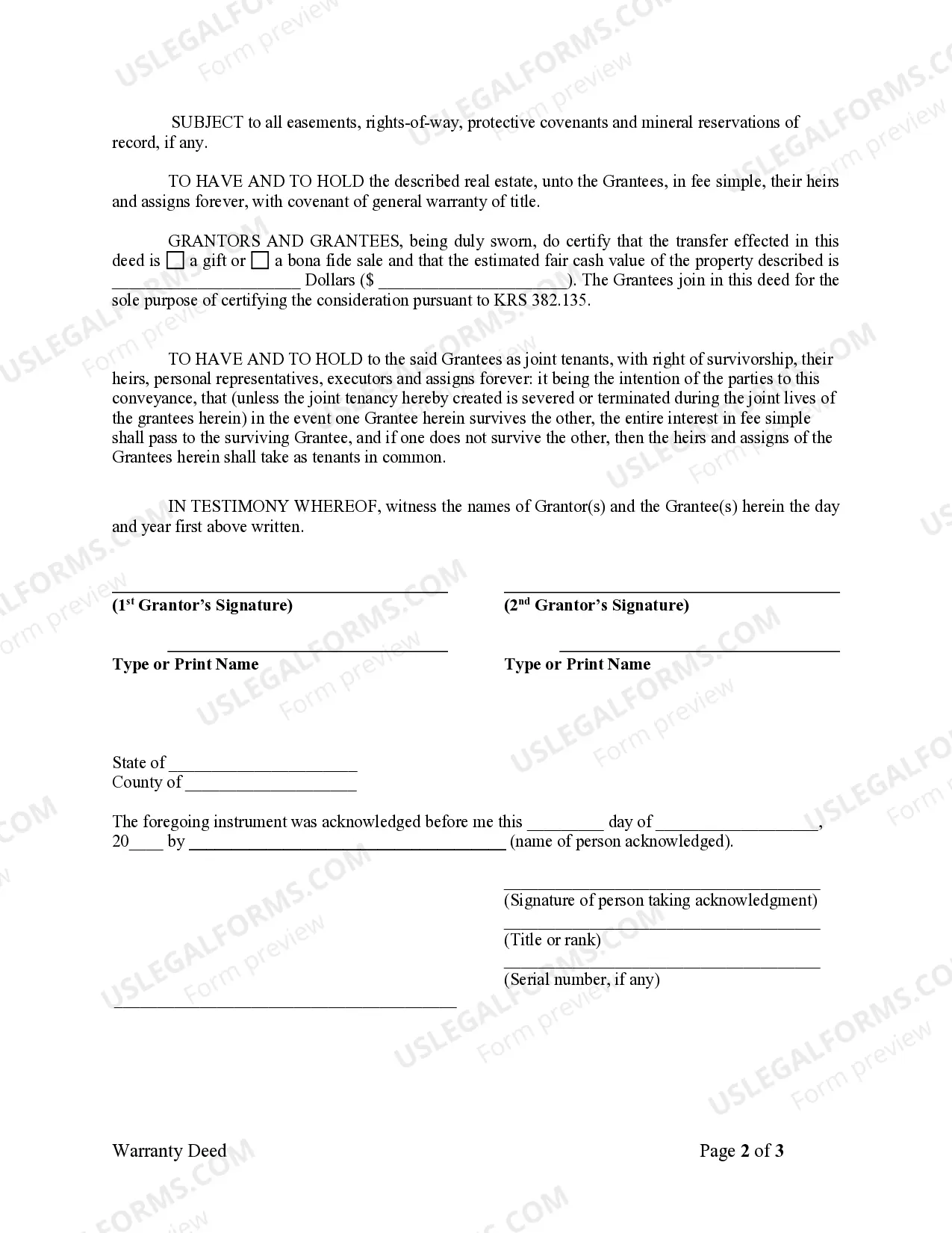 Preview Warranty Deed from Husband and Wife to Husband and Wife