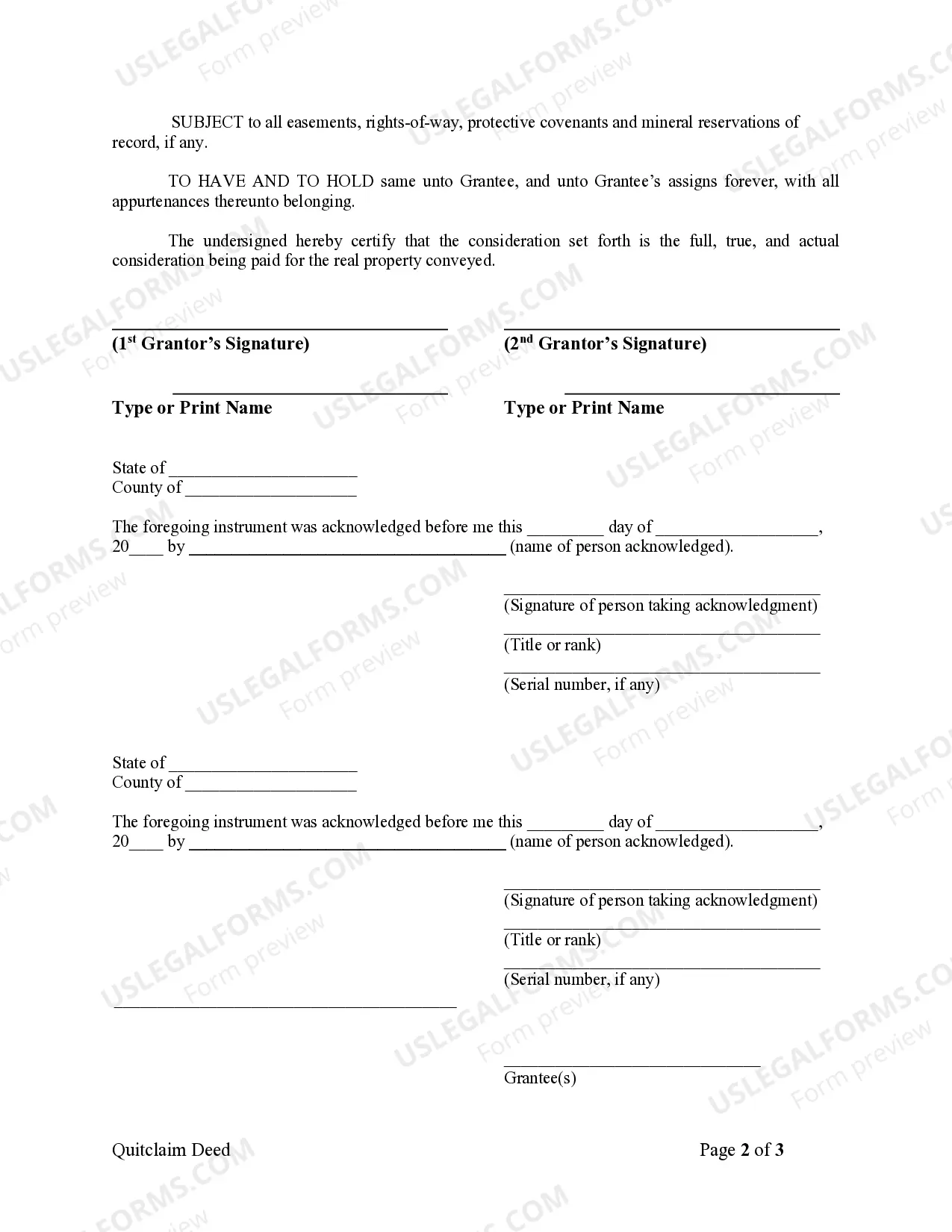 Preview Quitclaim Deed from Husband and Wife to an Individual