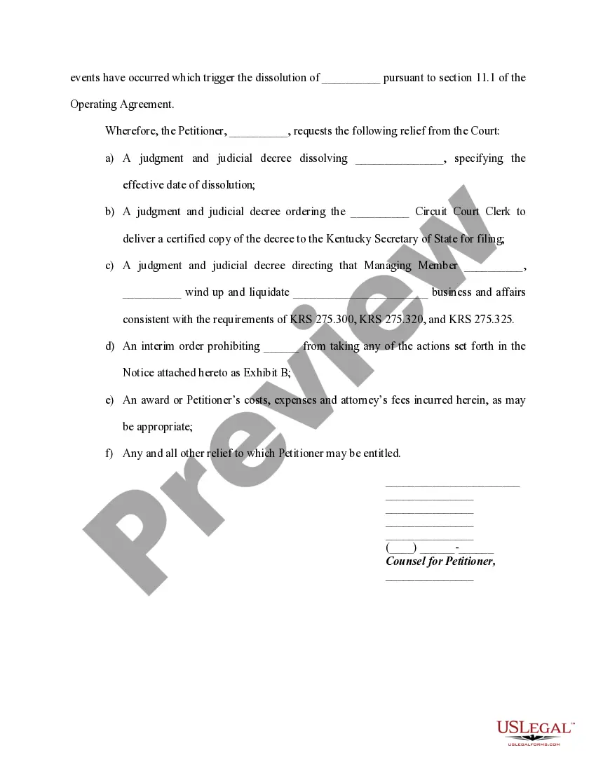 Preview Petition For Judicial Dissolution