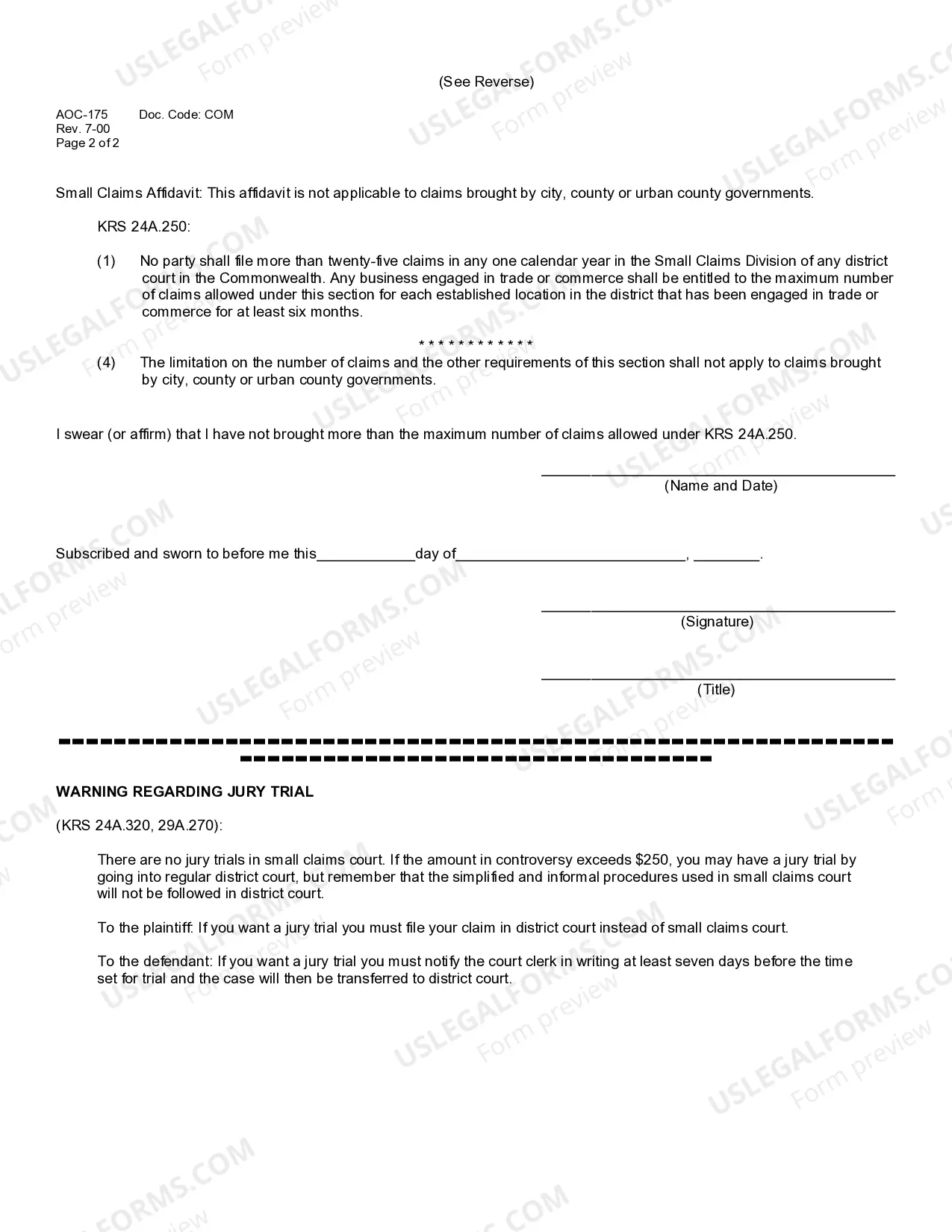 Preview Small Claims Complaint