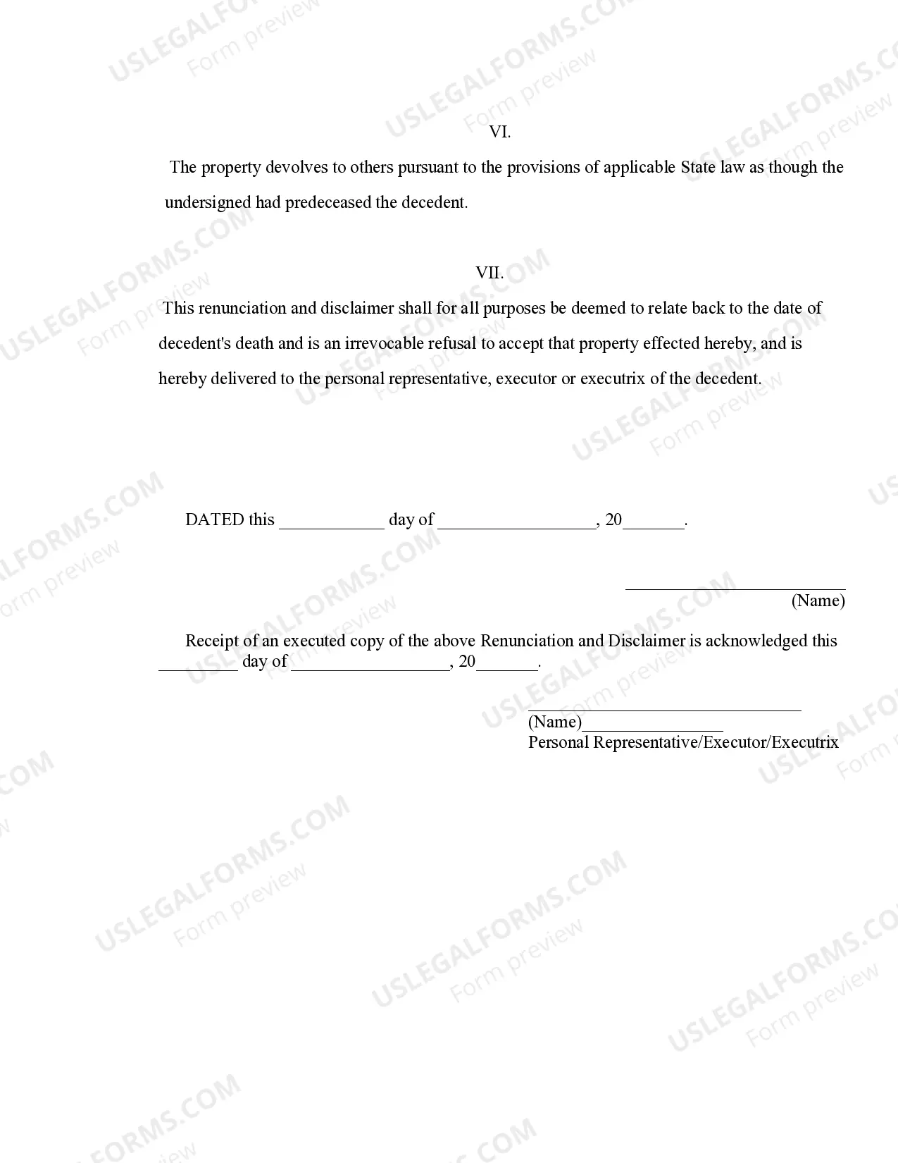 Preview Kentucky Renunciation and Disclaimer of Joint Tenant or Tenancy Interest