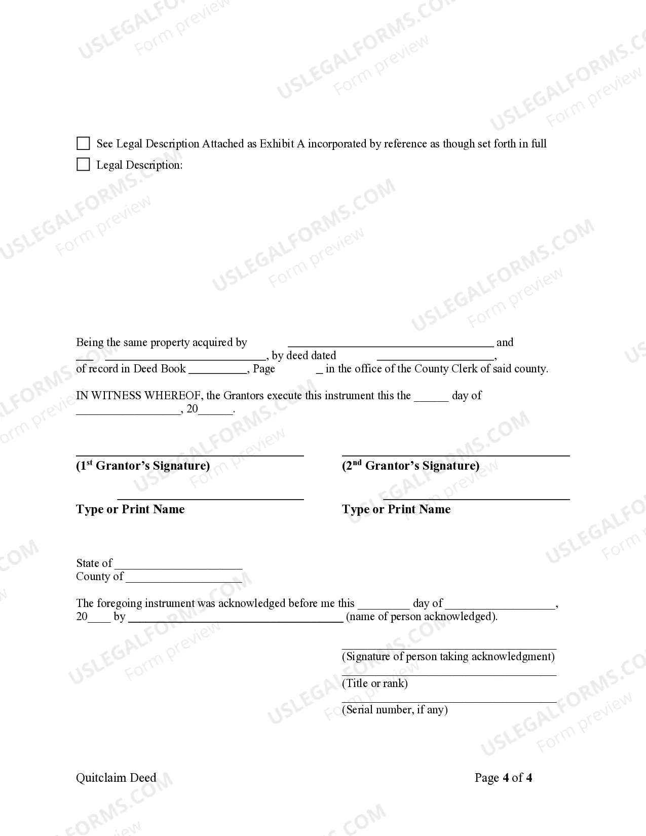 Preview Quitclaim Deed - Husband and Wife, or Two Individuals, to Five Individuals