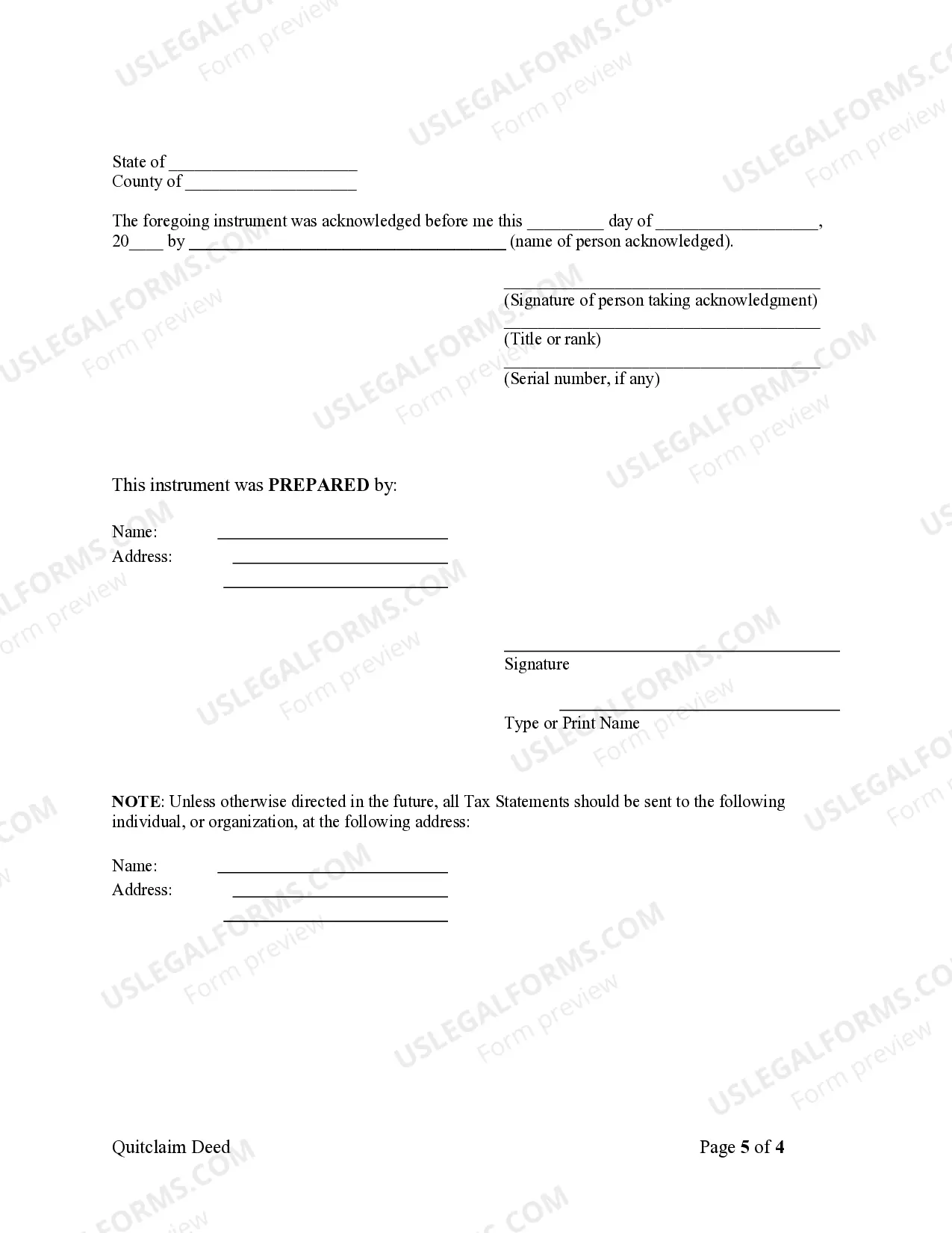 Preview Quitclaim Deed - Husband and Wife, or Two Individuals, to Five Individuals