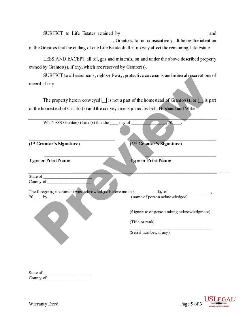 Kentucky Warranty Deed to Child Reserving a Life Estate in the Parents