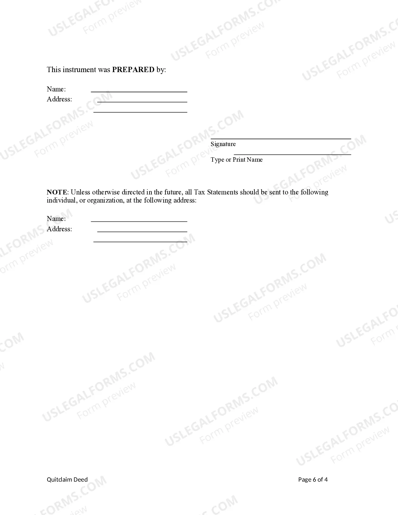 Preview Quitclaim Deed from Husband-and-Wife / Two Individuals to Husband-and-Wife / Two individuals