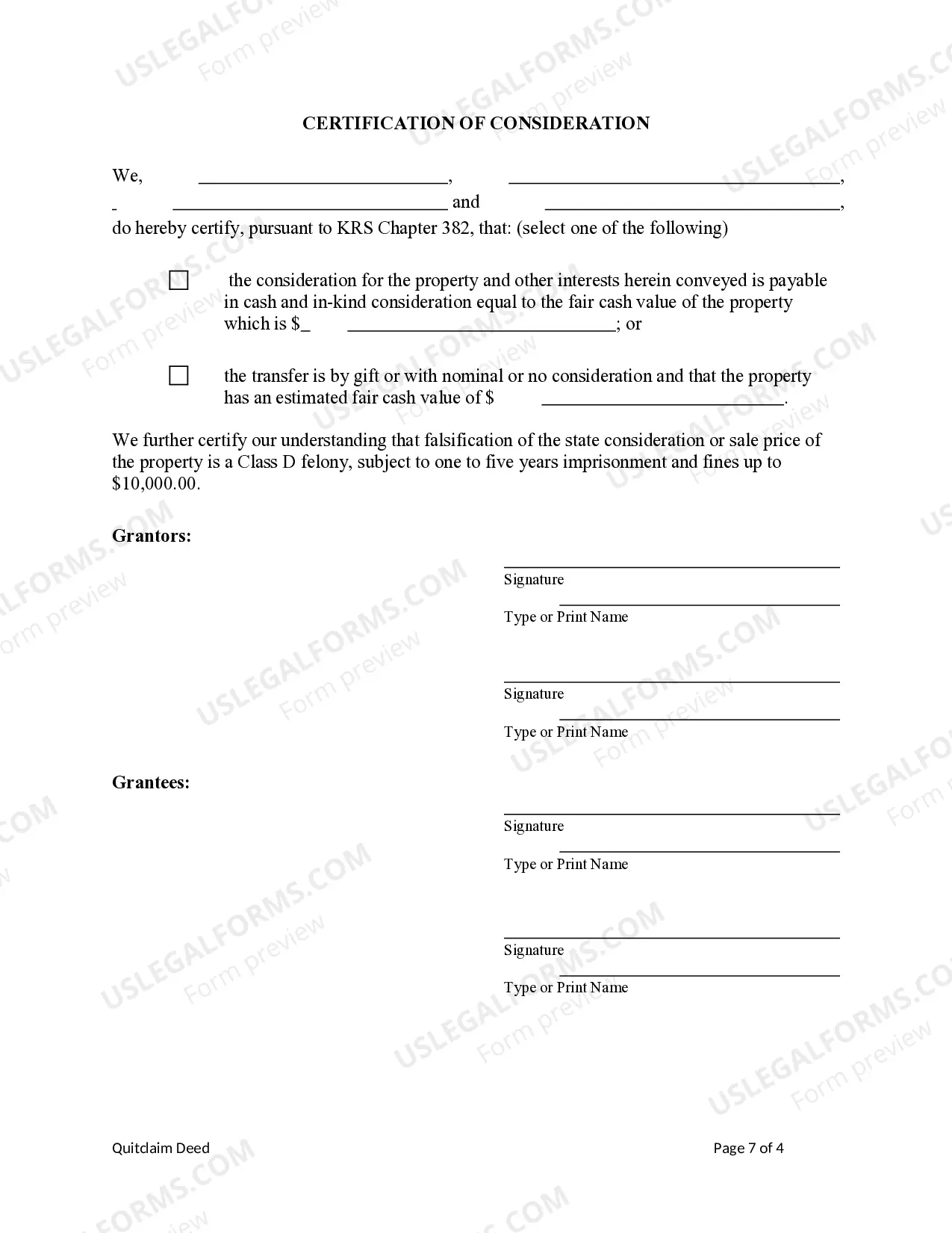 Preview Quitclaim Deed from Husband-and-Wife / Two Individuals to Husband-and-Wife / Two individuals