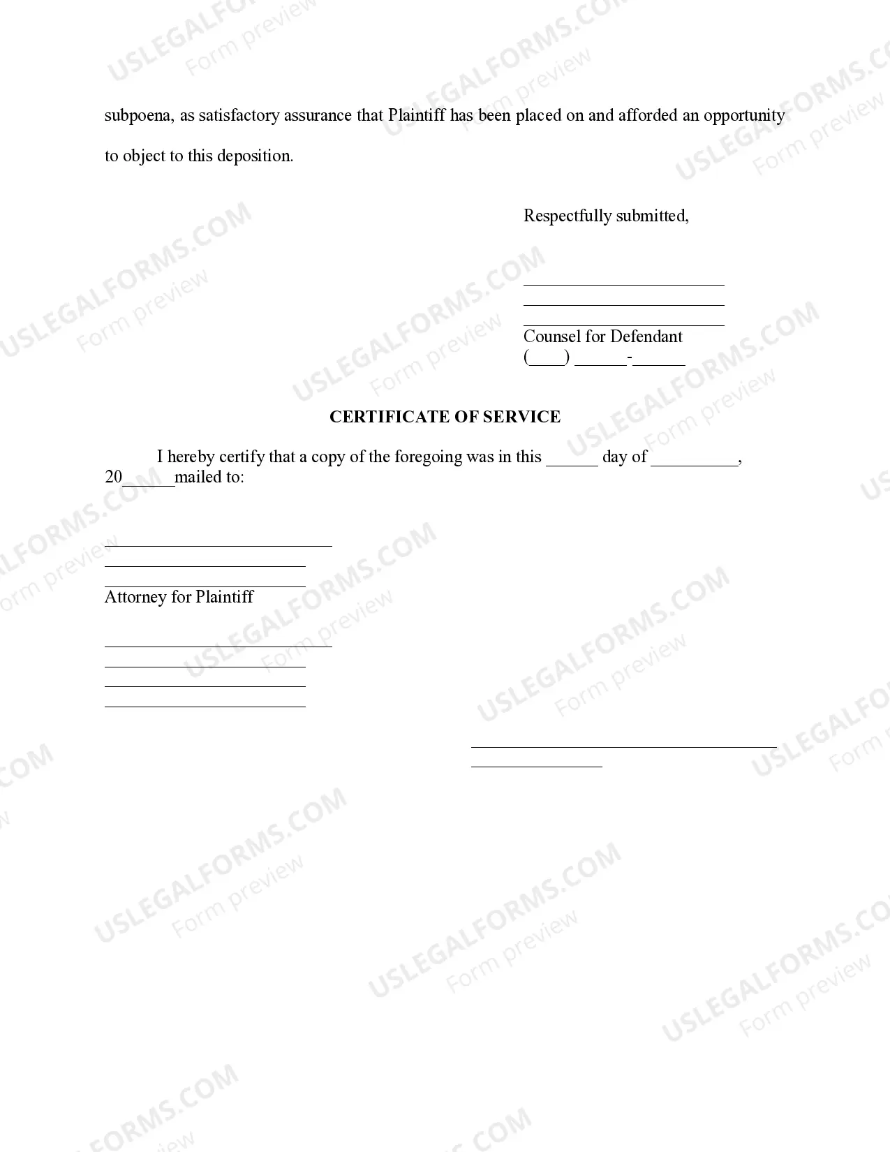 Preview Notice To Take Deposition