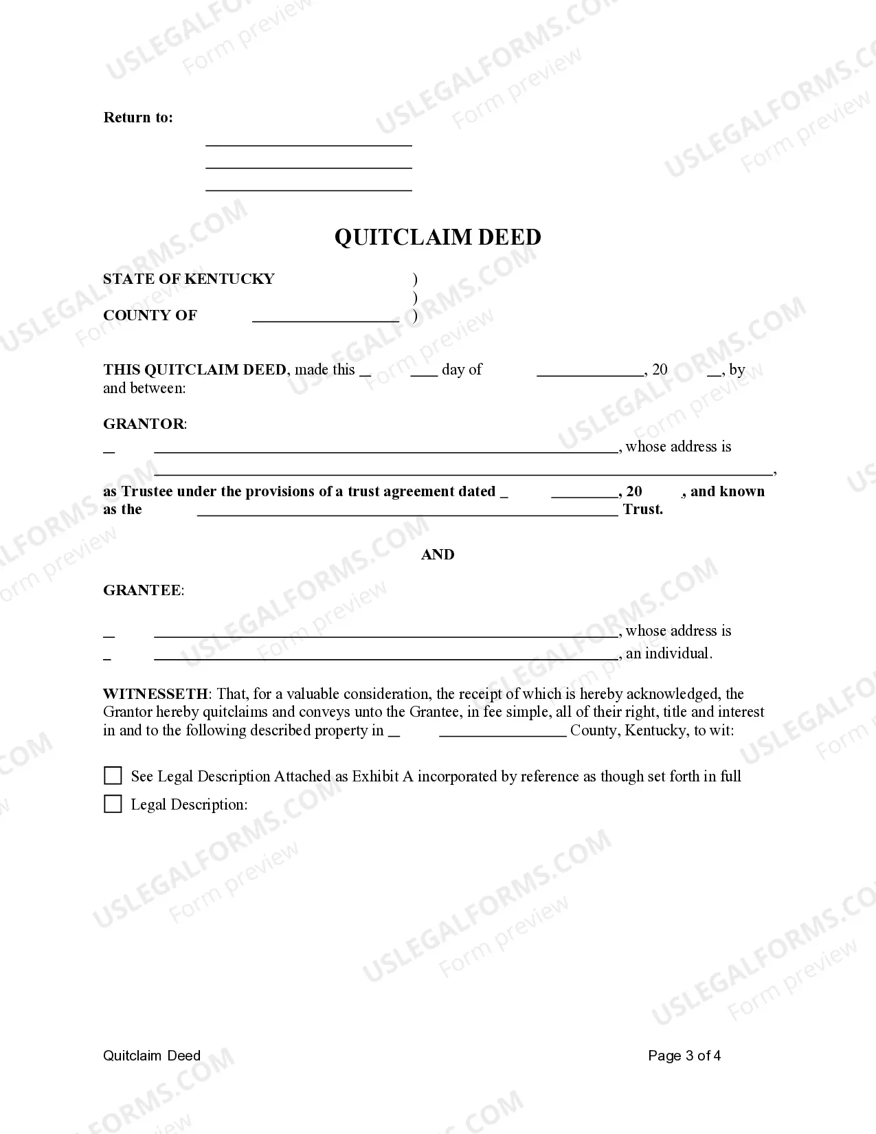 Preview Quitclaim Deed from a Trust to an Individual