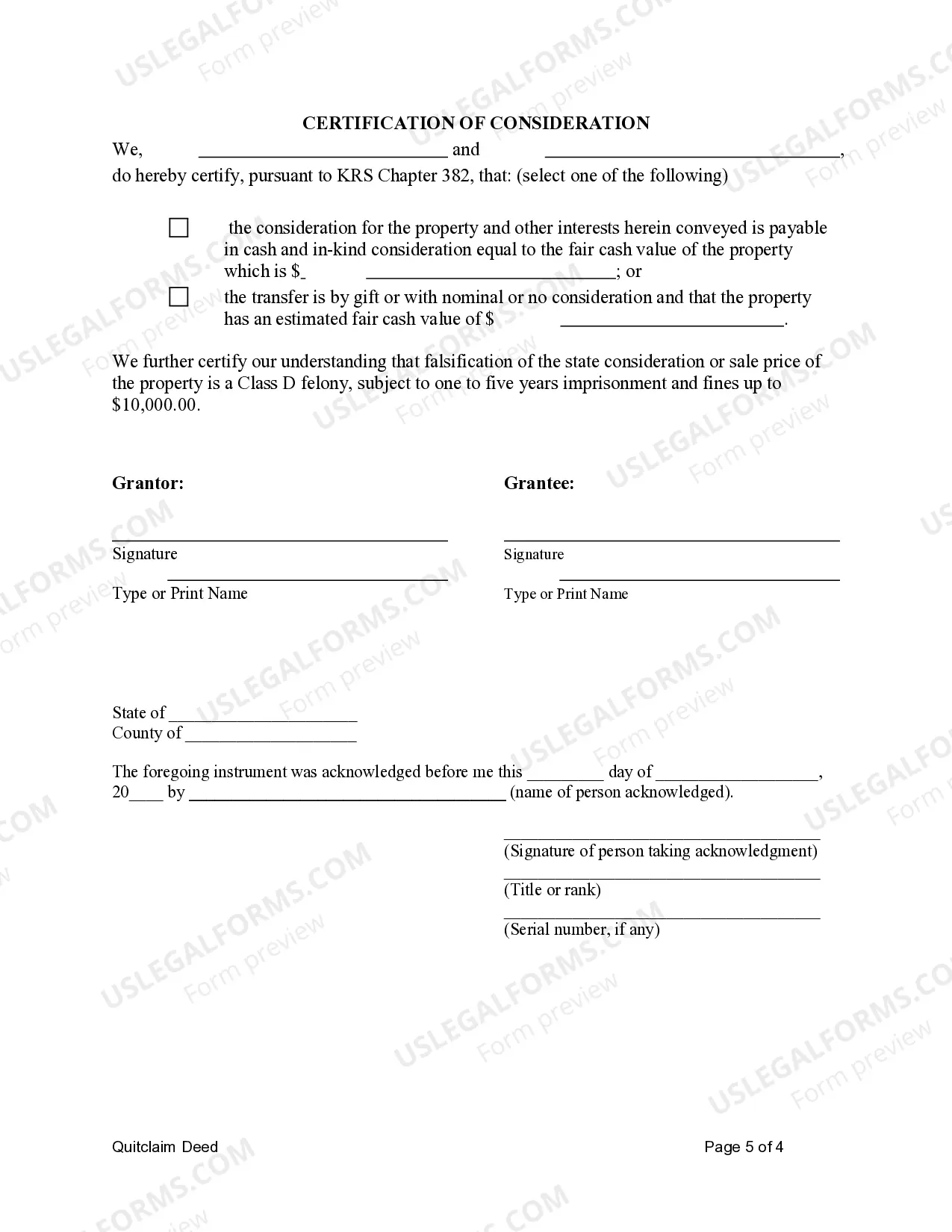 Preview Quitclaim Deed from a Trust to an Individual