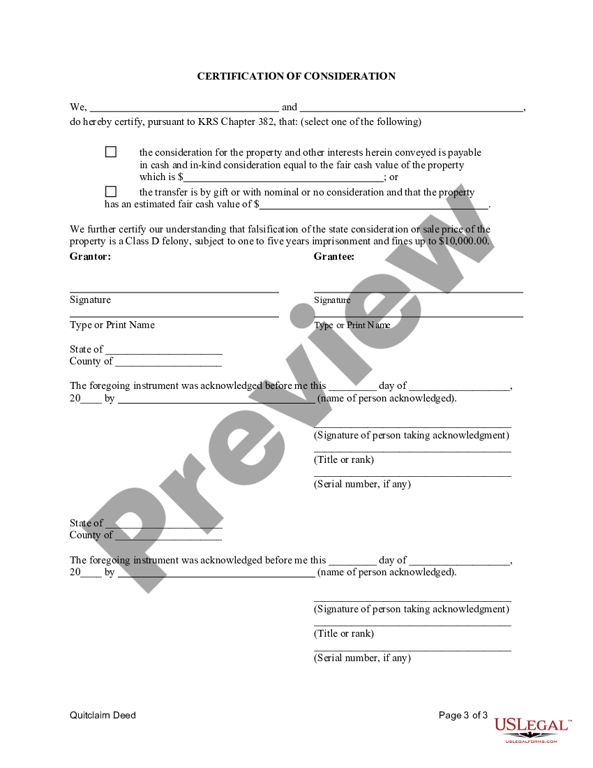 Kentucky Quitclaim Deed From Husband And Wife Two Individuals To A Trust Quitclaim Deed To 5775