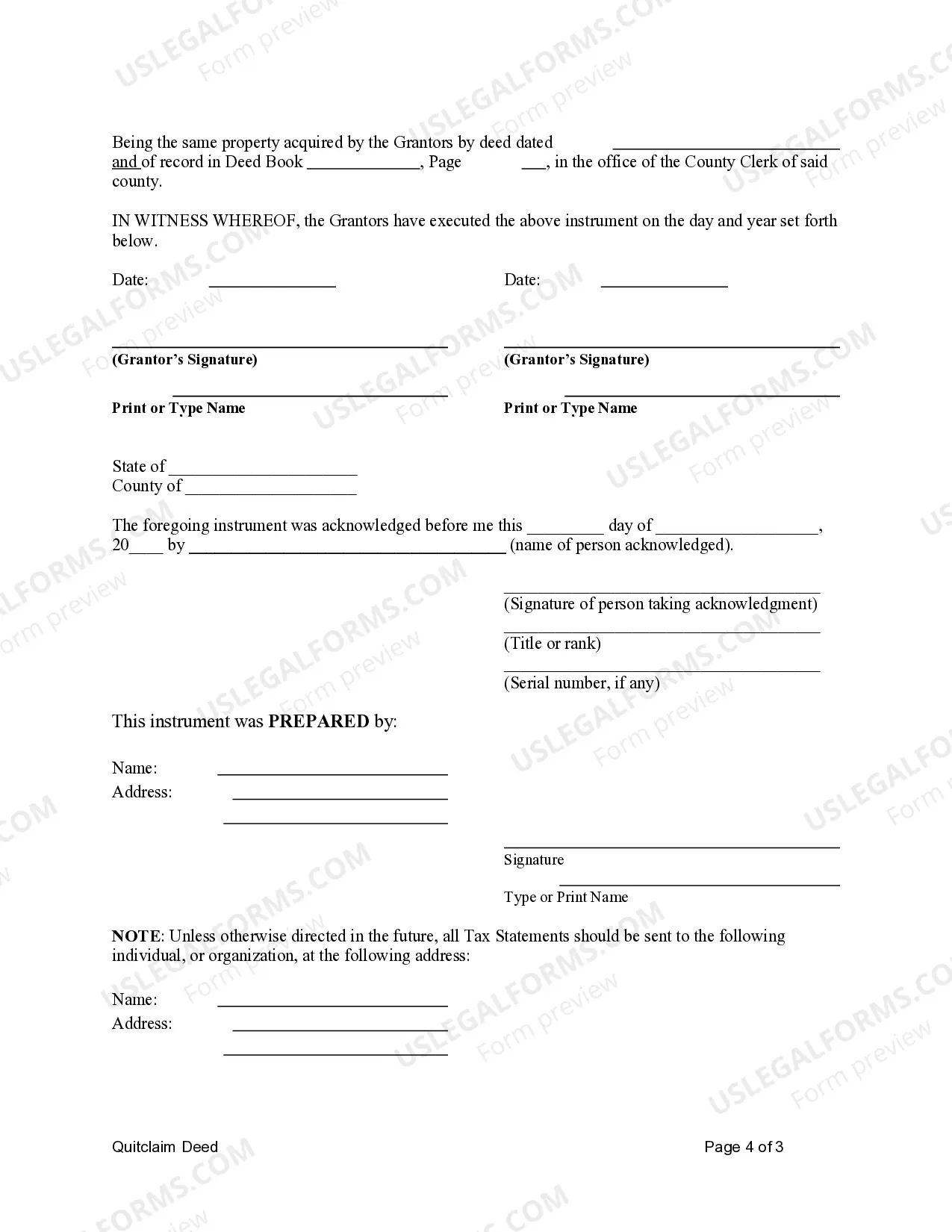 Preview Quitclaim Deed from Husband and Wife / Two Individuals to a Trust