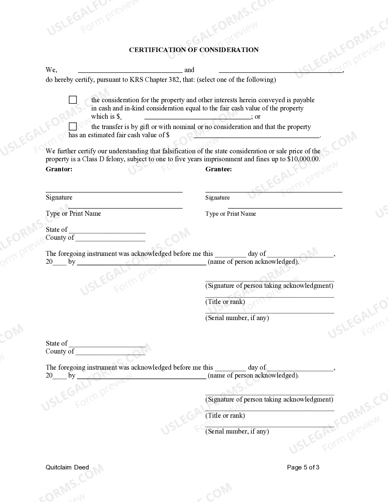 Preview Quitclaim Deed from Husband and Wife / Two Individuals to a Trust