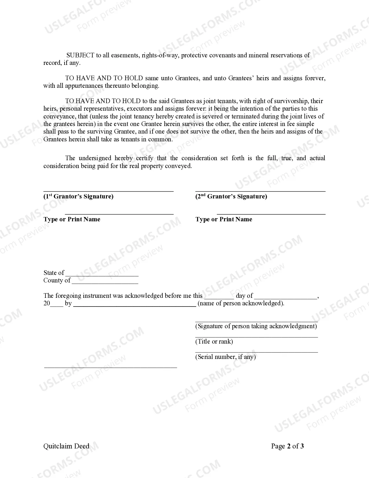 Preview Quitclaim Deed by Two Individuals to Husband and Wife