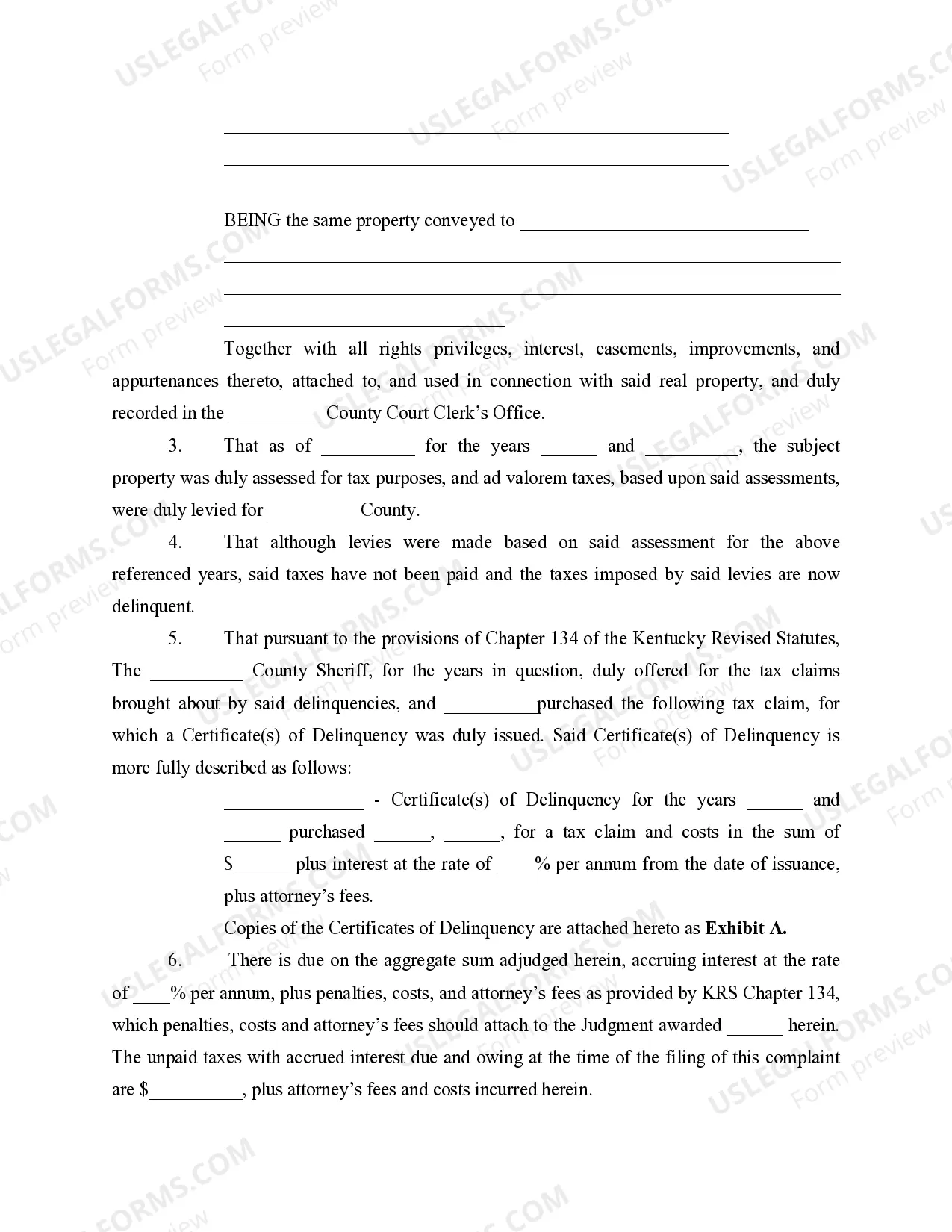 Preview Complaint - Property Tax Lien