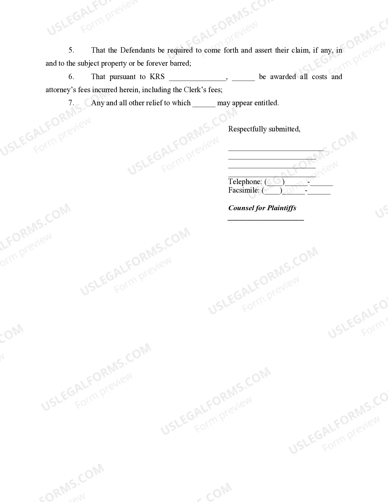 Preview Complaint - Property Tax Lien