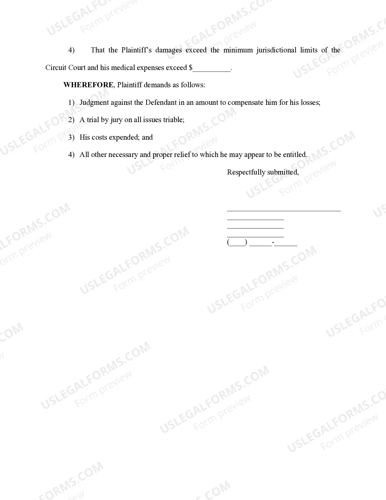 Preview Complaint - Auto Accident