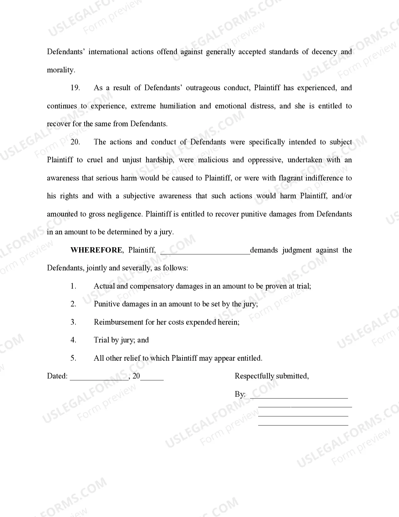 Preview Complaint - Fraud, Outrageous Conduct