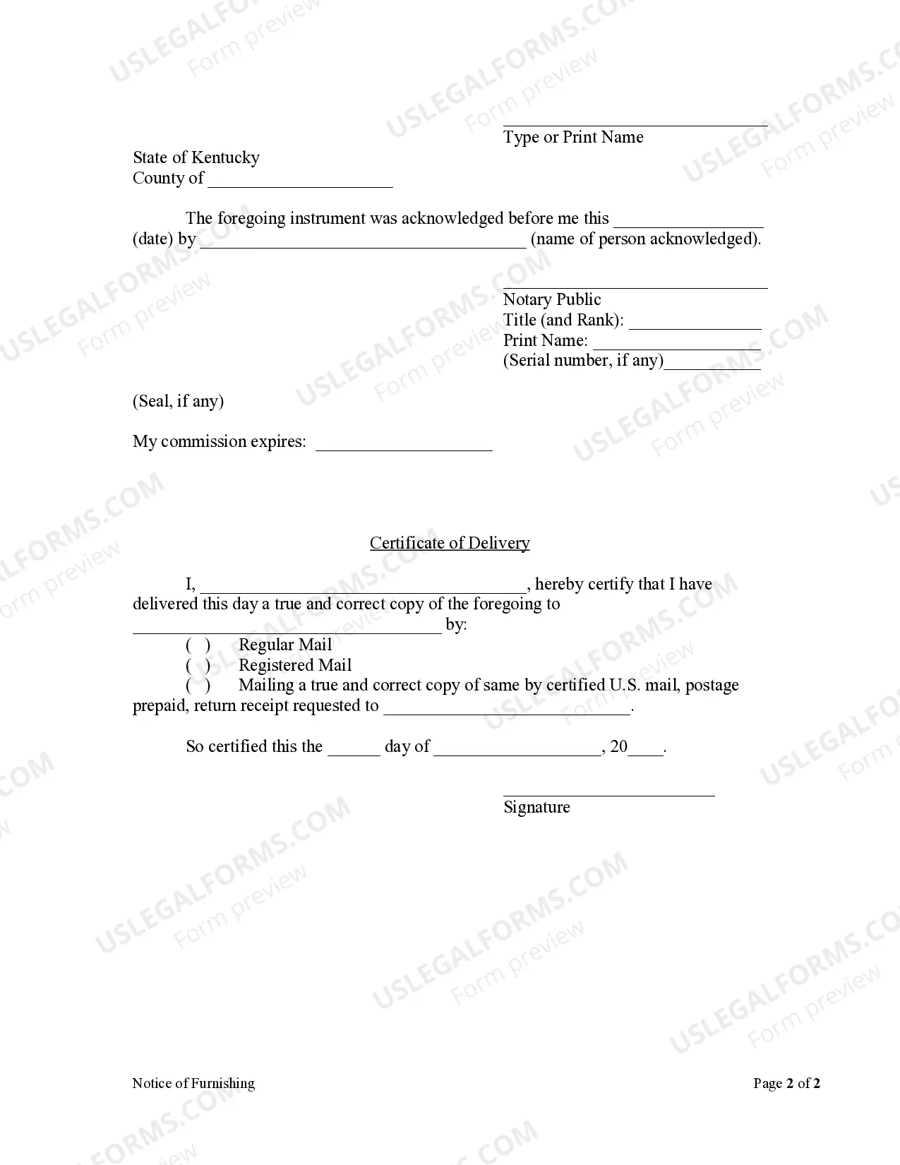 Preview Notice of Furnishing - Professional - Individual