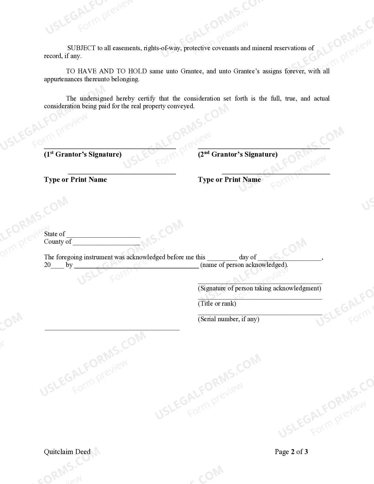 Preview Quitclaim Deed by Two Individuals to LLC