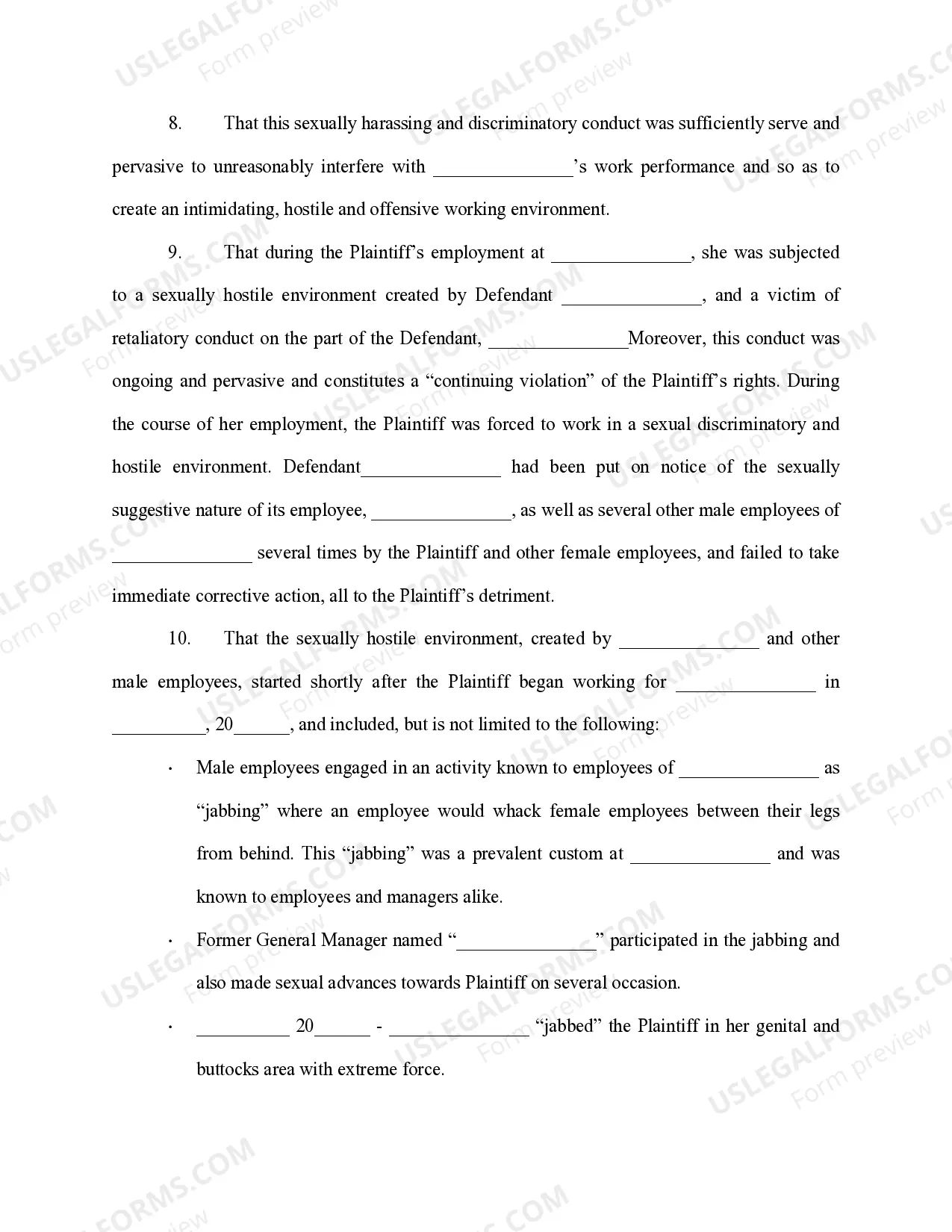 Preview Verified Complaint- Sexual Harassment in Workplace