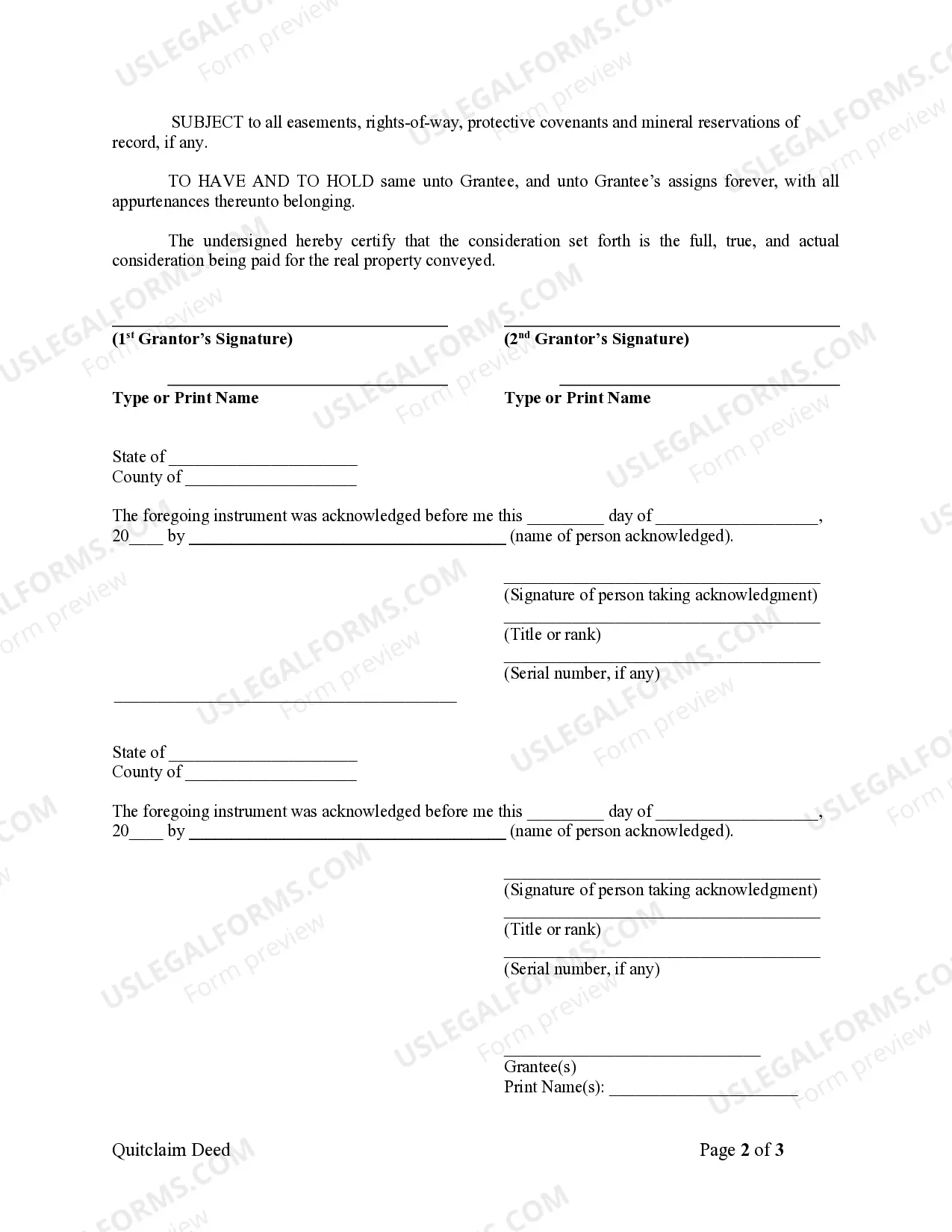 Preview Quitclaim Deed by Two Individuals to Corporation