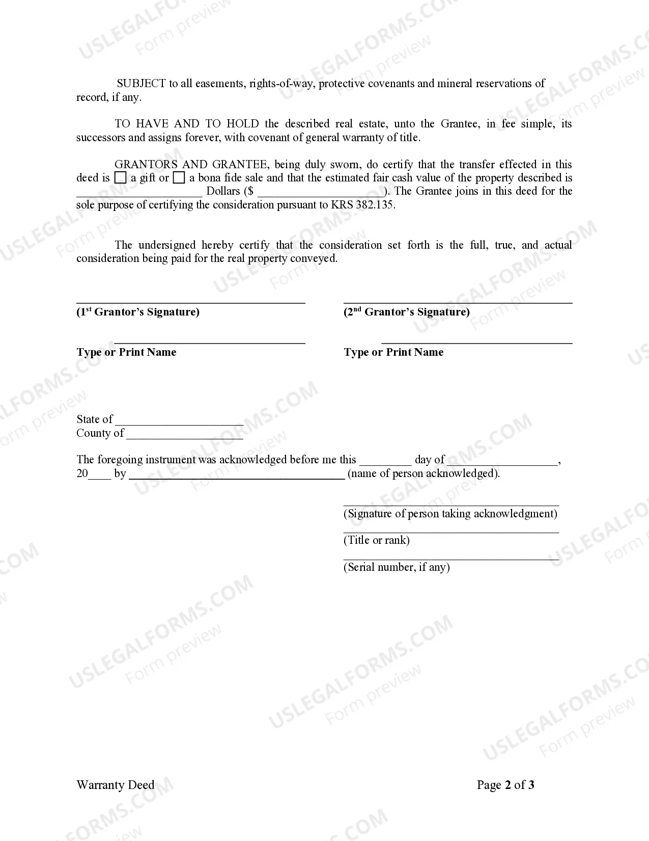 Preview Warranty Deed from two Individuals to Corporation