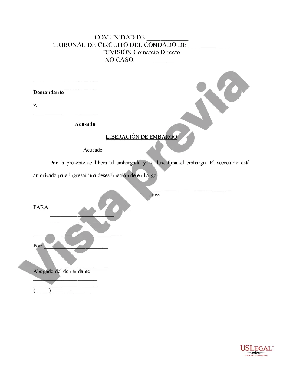 Preview Liberación del embargado