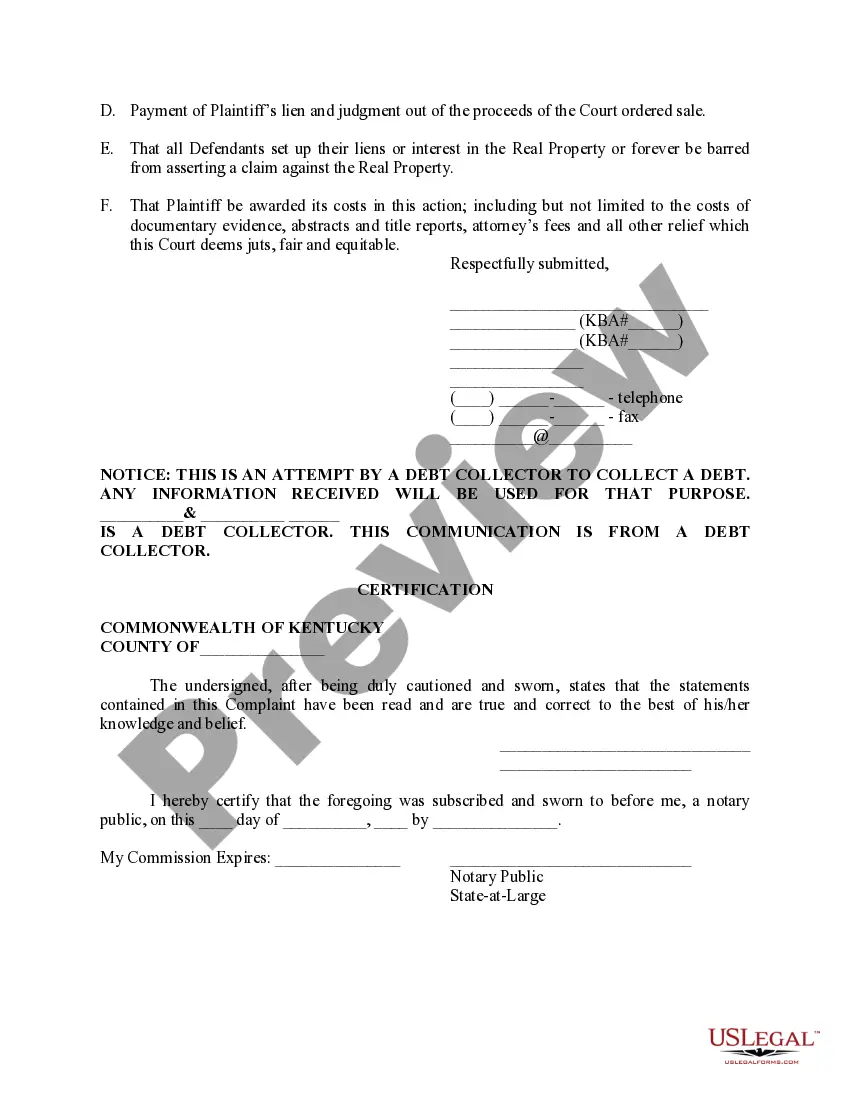 Preview Complaint for Foreclosure