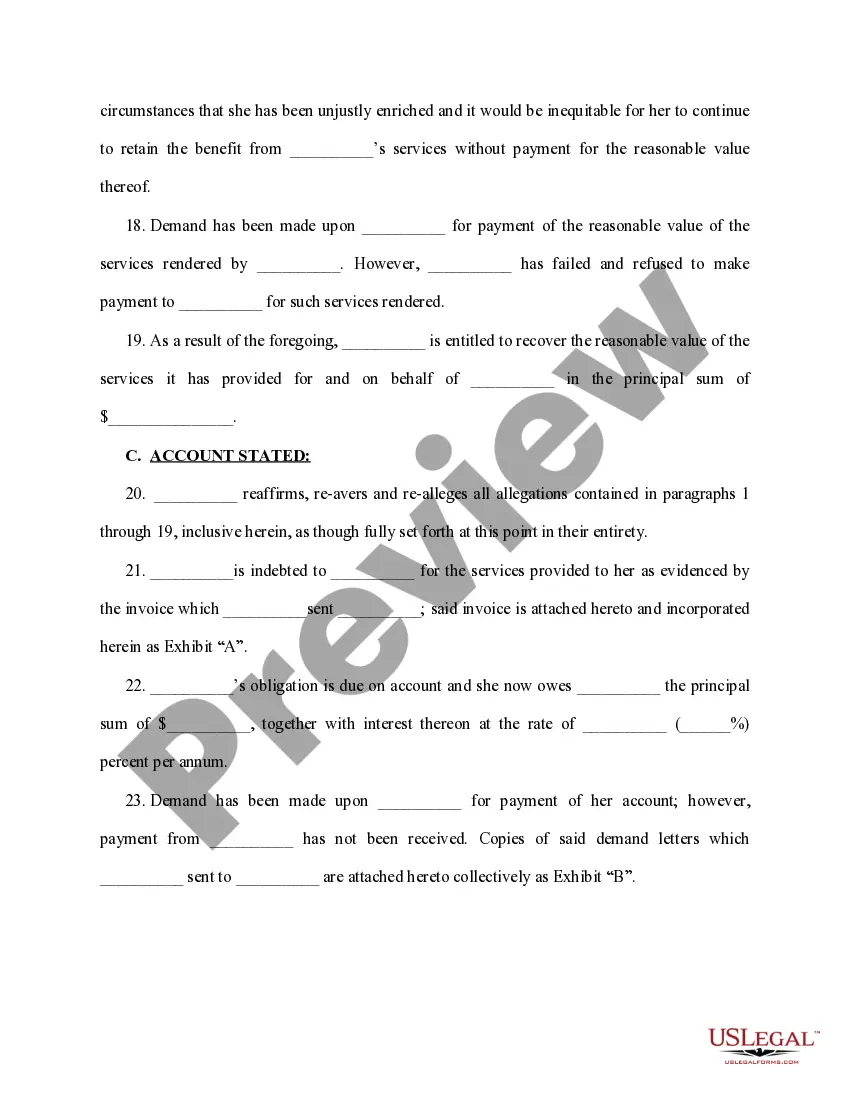 Preview Complaint- Breach of Contract