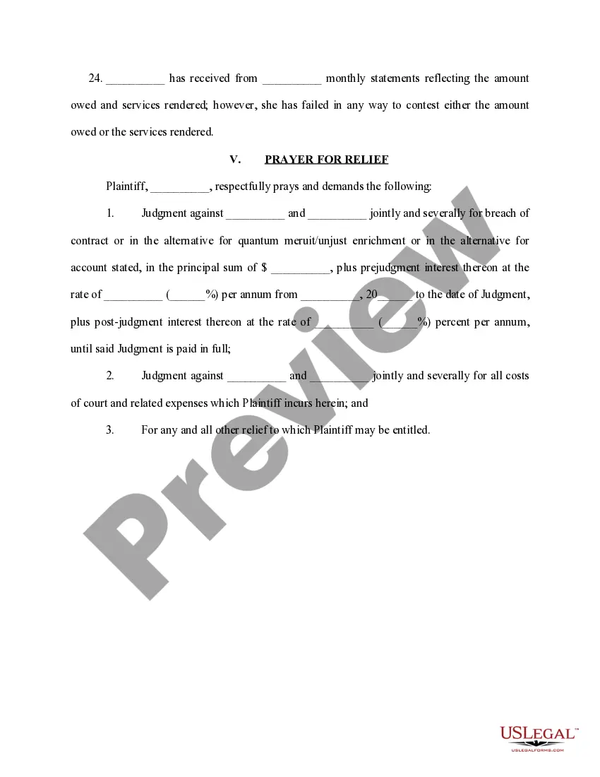 Preview Complaint- Breach of Contract