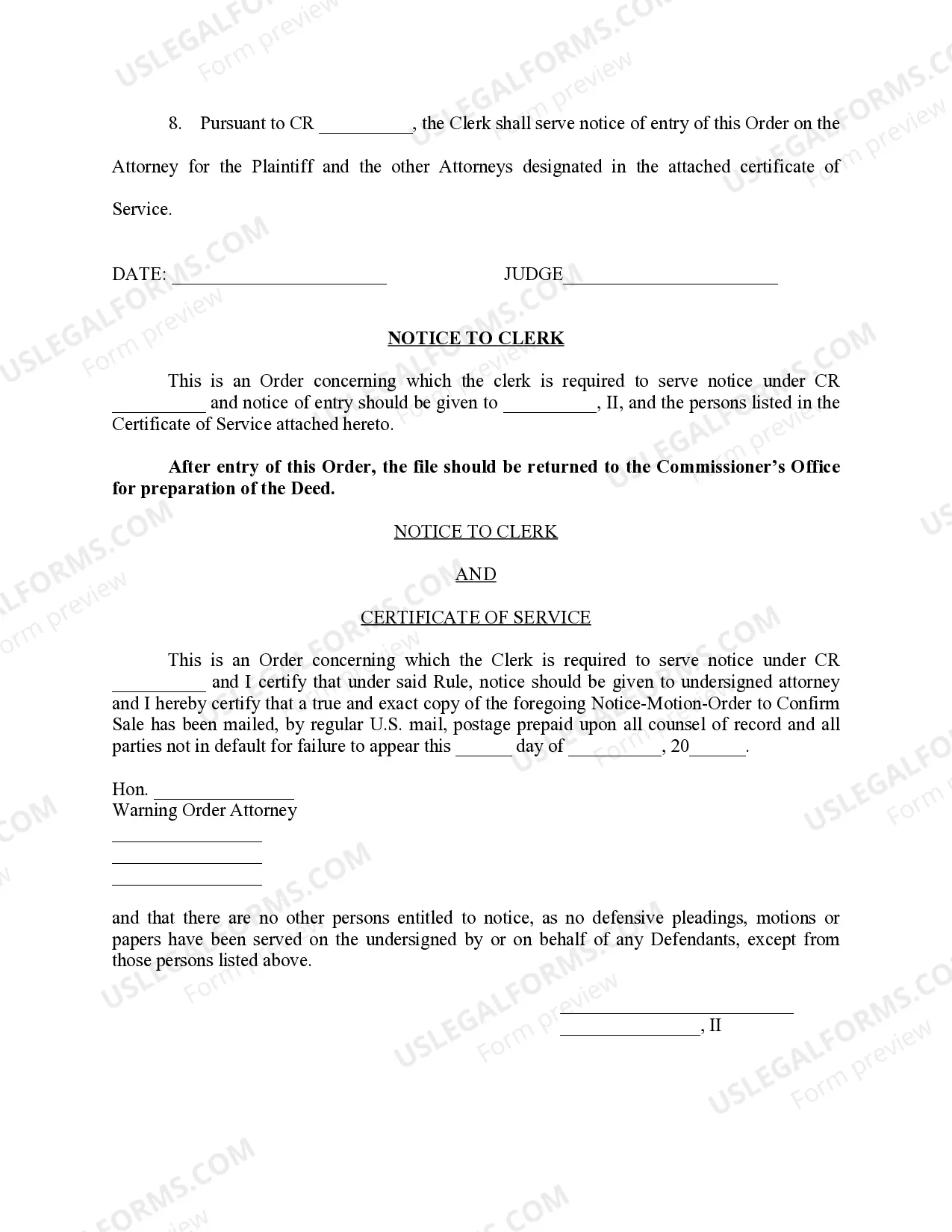 Preview Notice-Motion to Confirm Sale