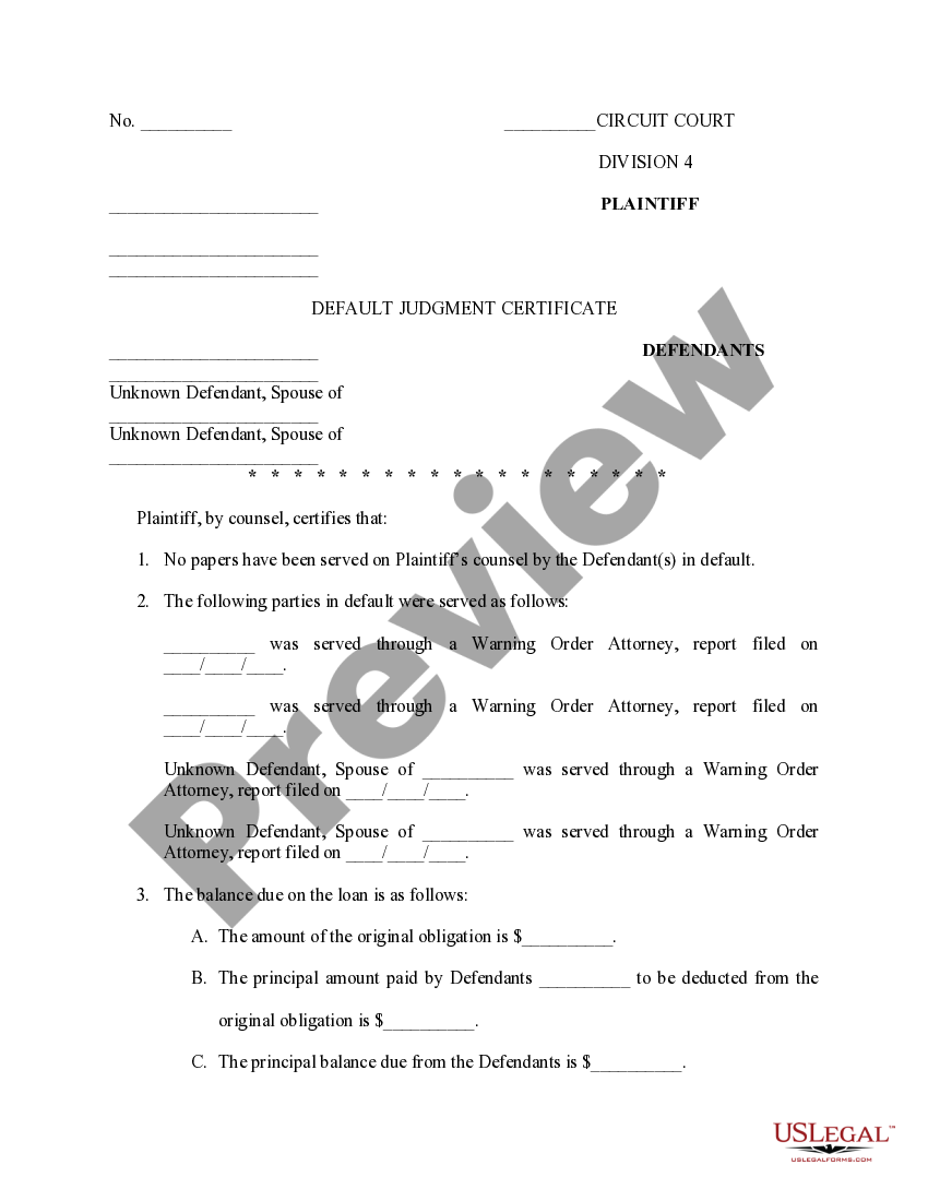 Louisville Kentucky Default Judgment Certificate US Legal Forms