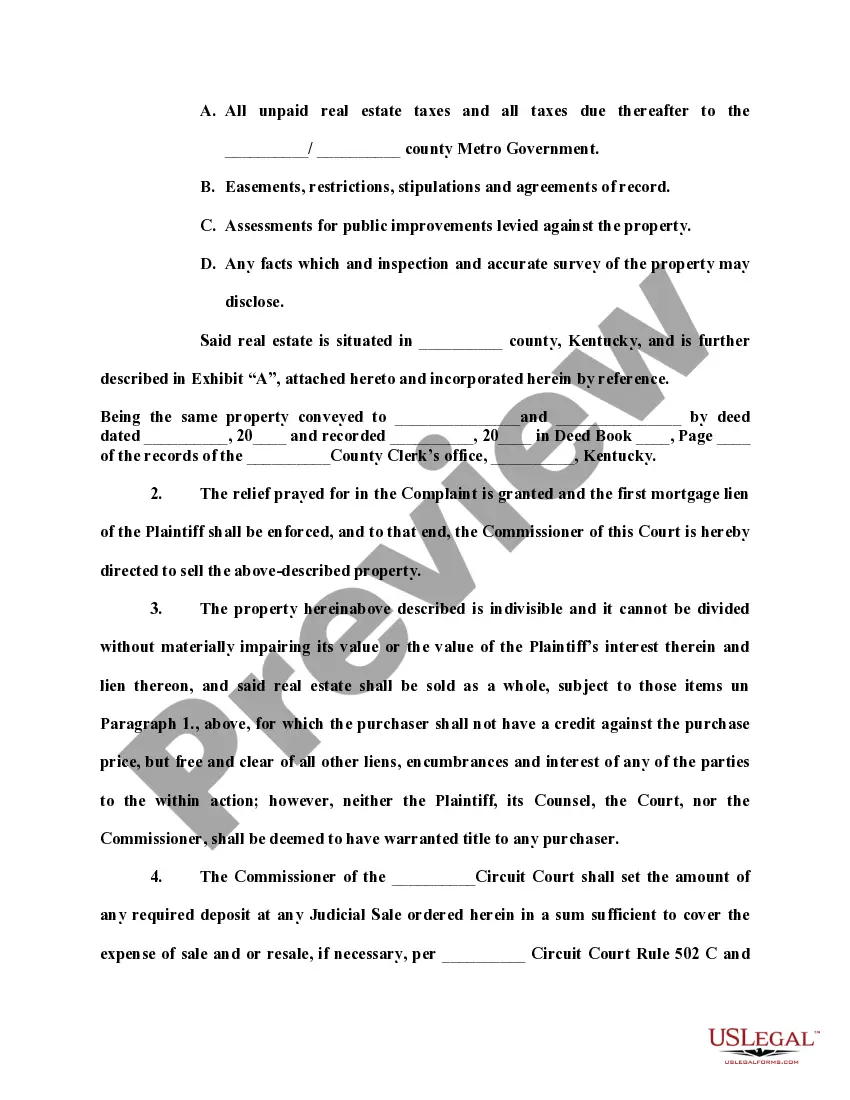 Preview Final Judgment and Order of Sale